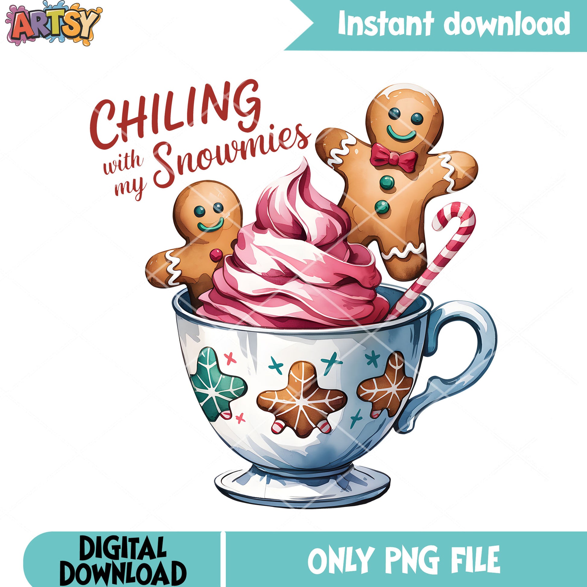 Take ice cream bath xmas png, gingerbread png, christmas vibes png
