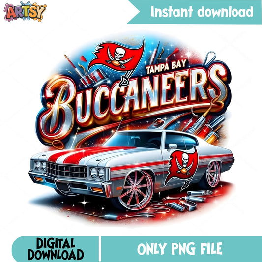 Tampa Bay Buccaneers PNG, NFL Football Car Design, Buccaneers PNG