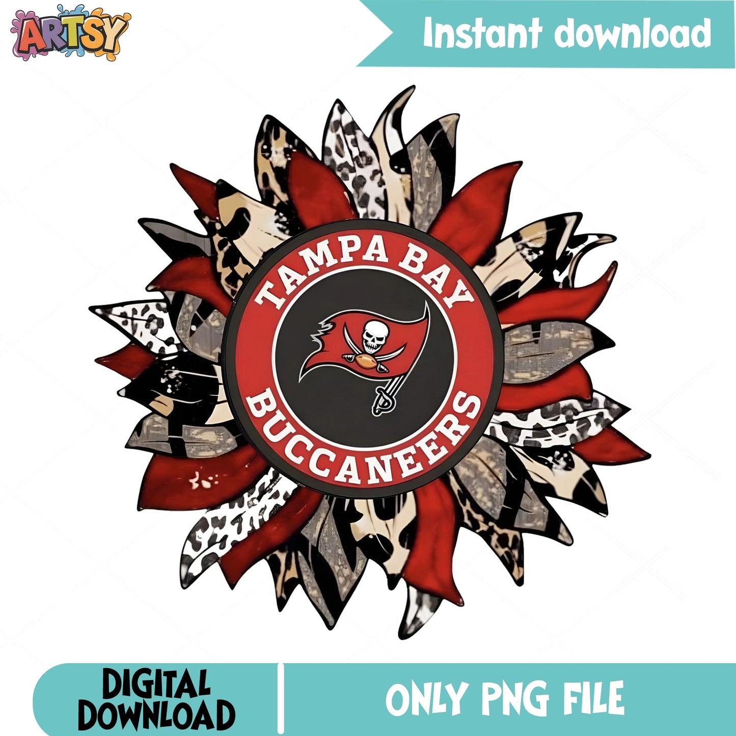 Tampa Bay Buccaneers Sunflower PNG, NFL Football PNG, Leopard PNG