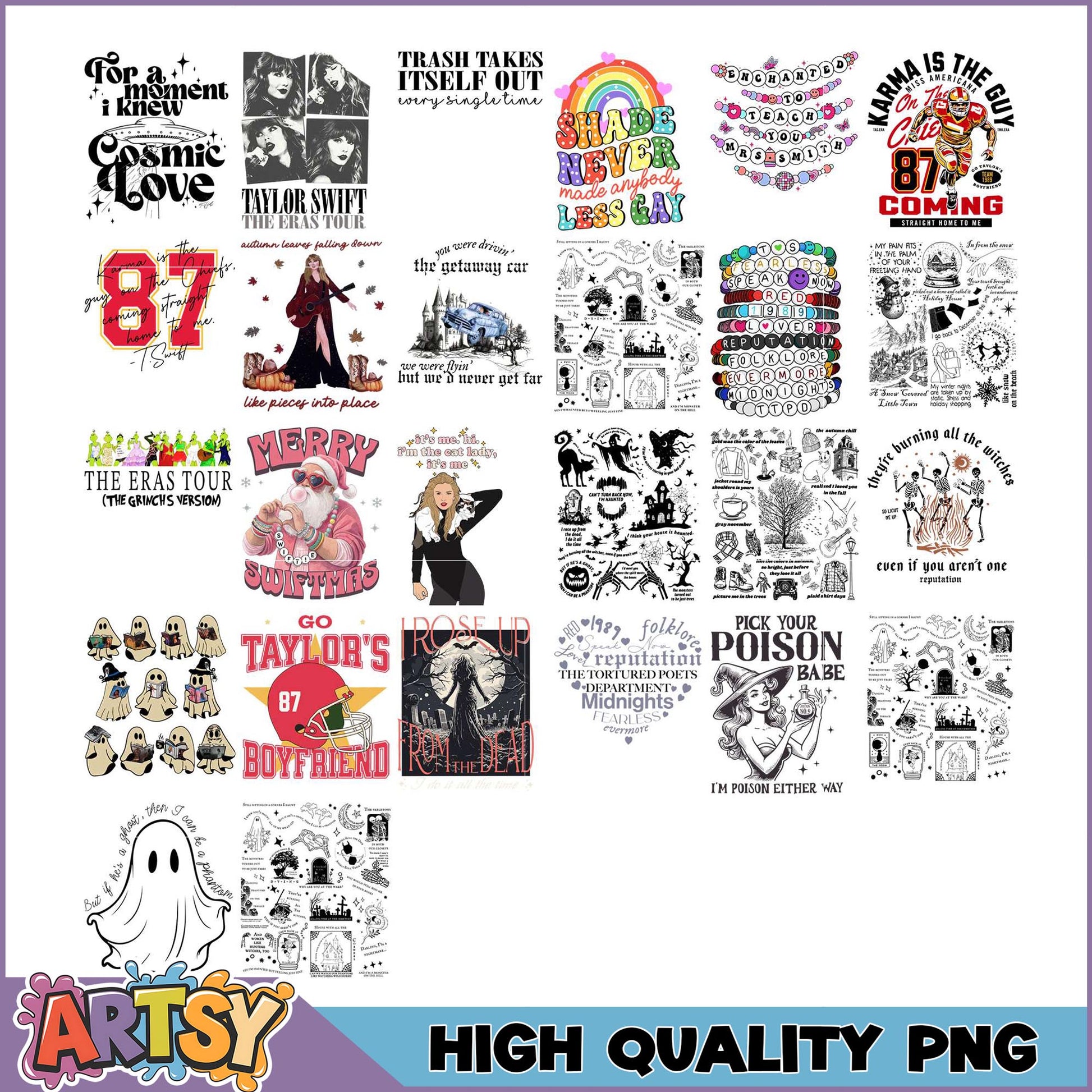 Taylor Swift PNG Bundle High-Quality Eras Tour Designs