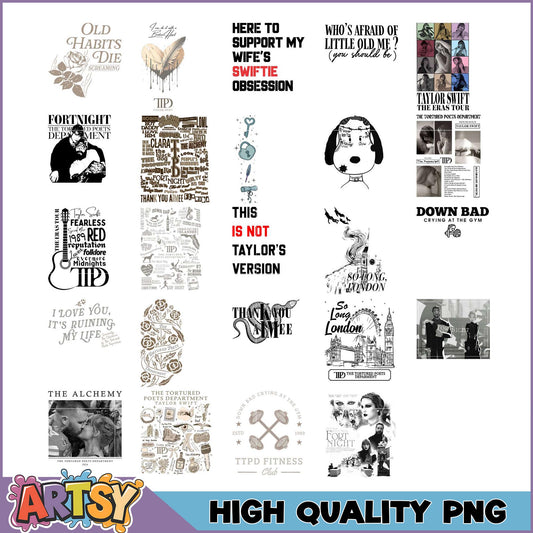 Taylor Swift Themed PNG Bundle High Quality Designs