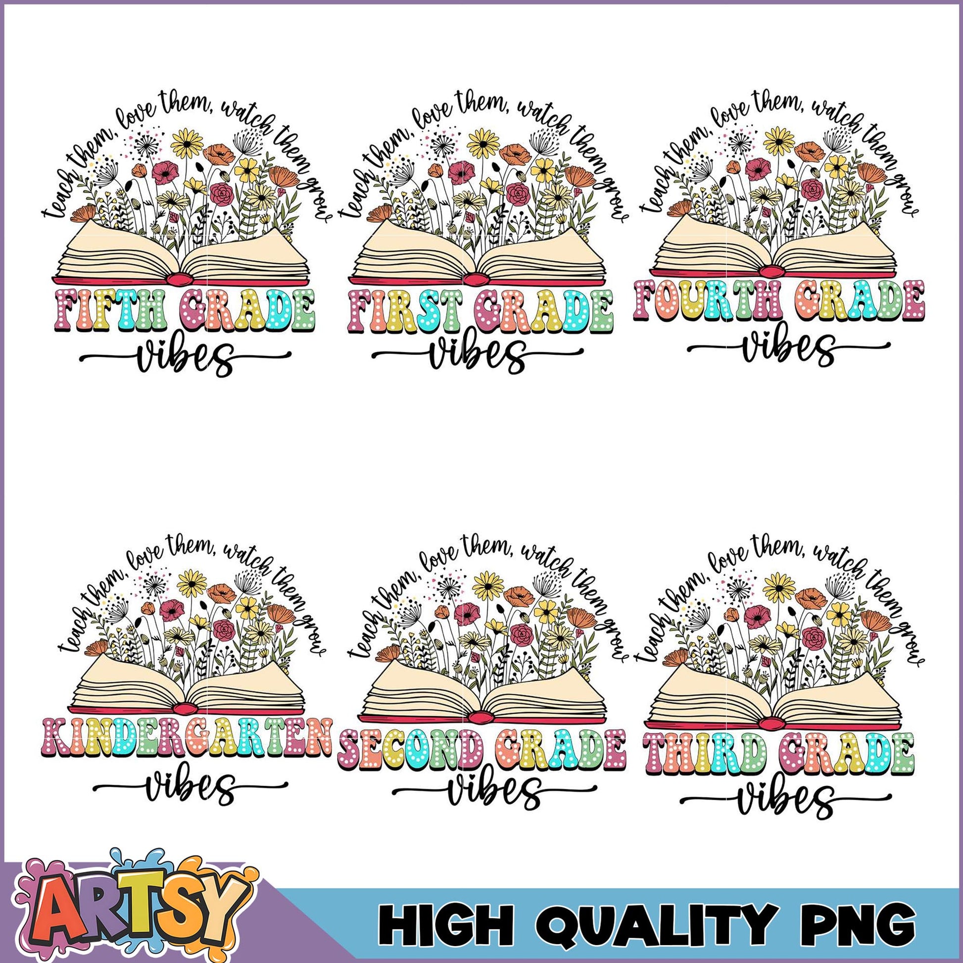 Teacher Grade PNG Bundle Floral Book Designs