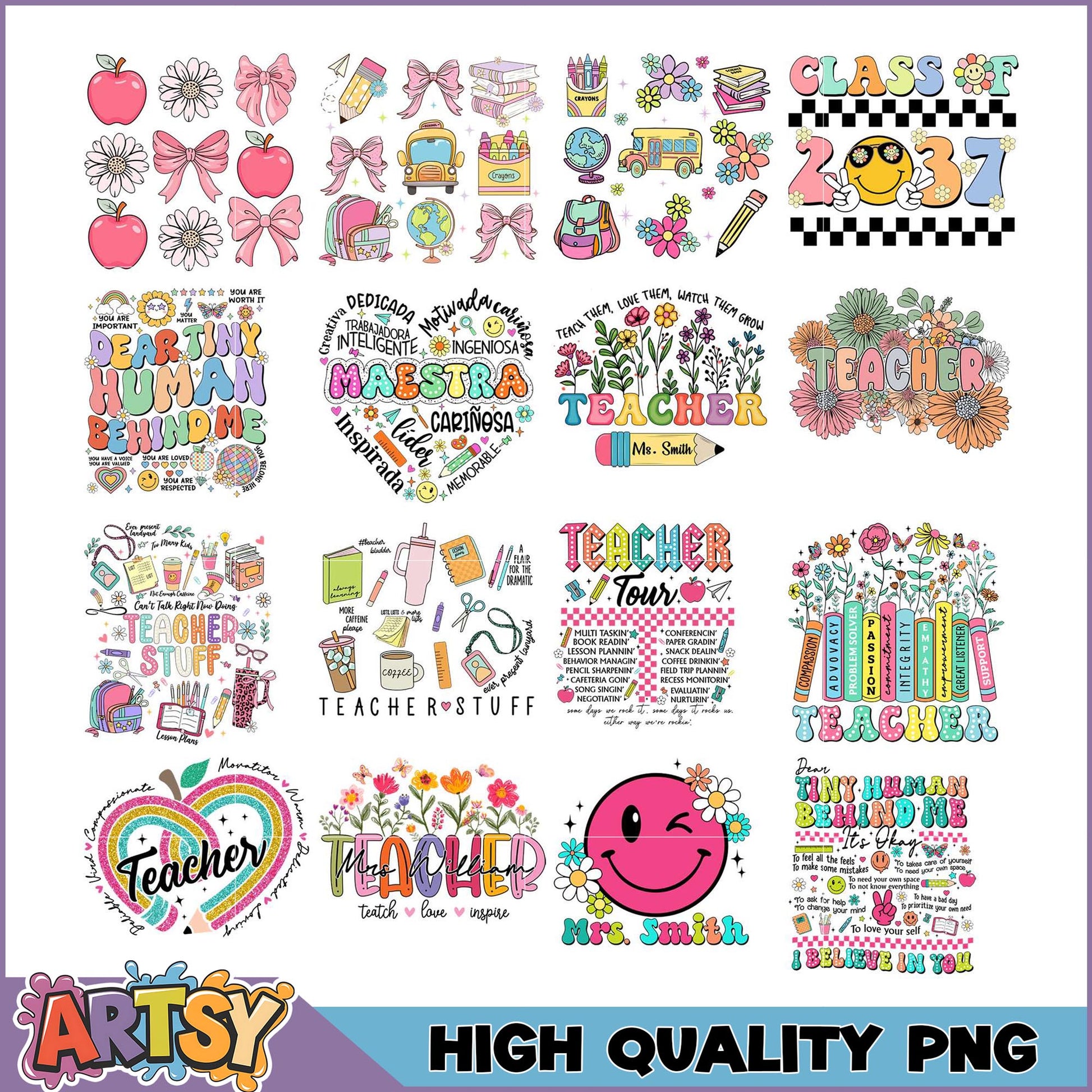 Teacher PNG Bundle Cute Designs for Teachers