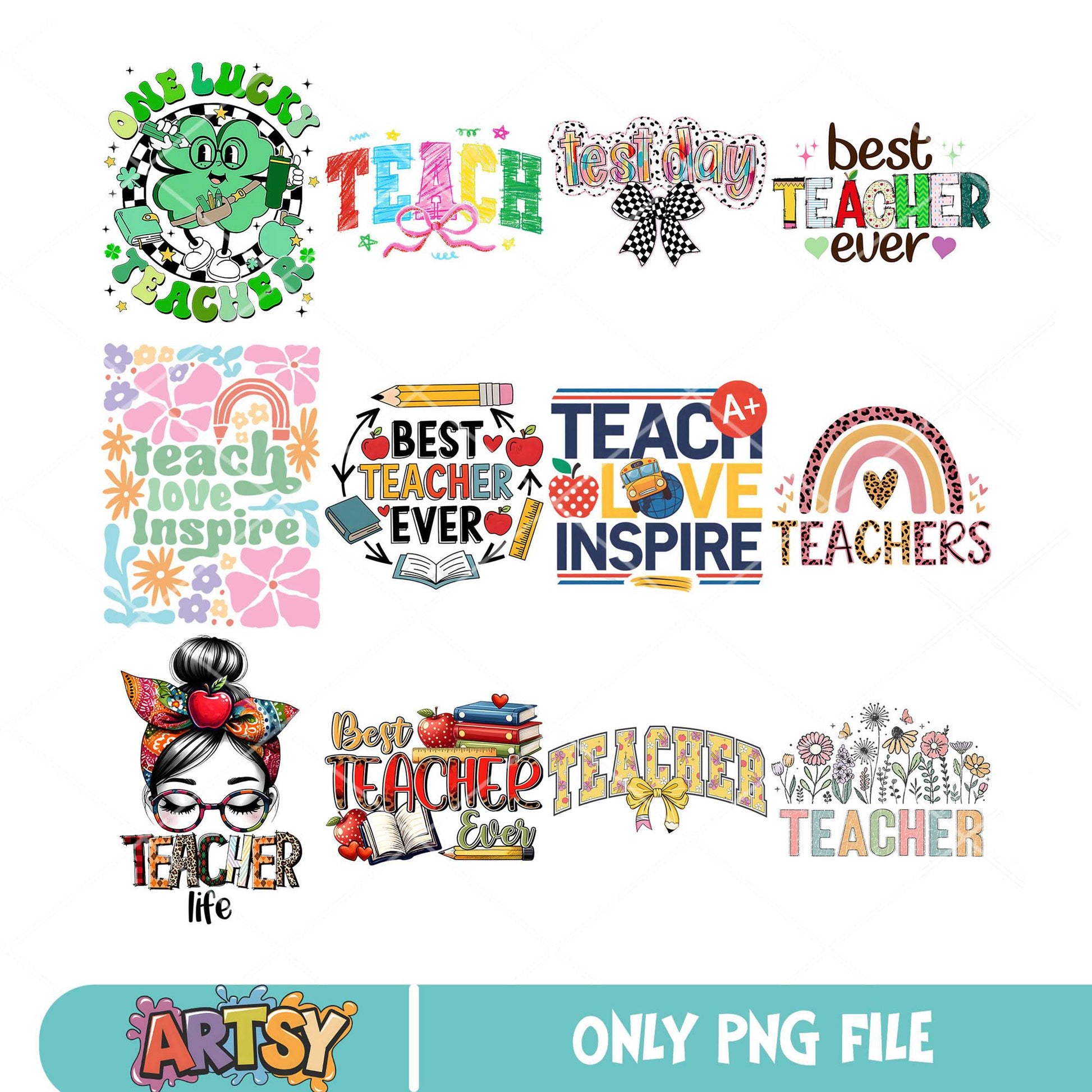 Teachers love png bundle, teacher life png, best teacher png
