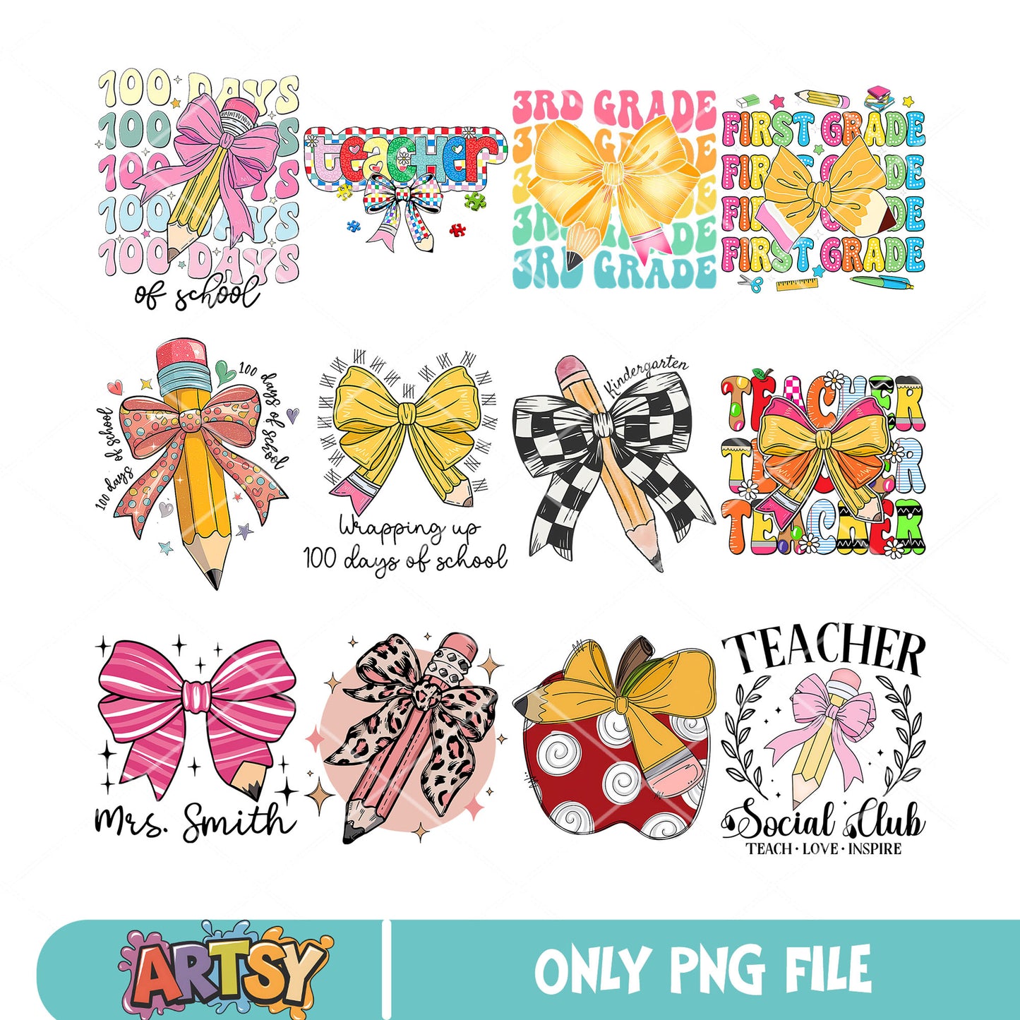Teacher social club png bundle, teacher club png, pencil teacher png