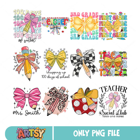 Teacher social club png bundle, teacher club png, pencil teacher png
