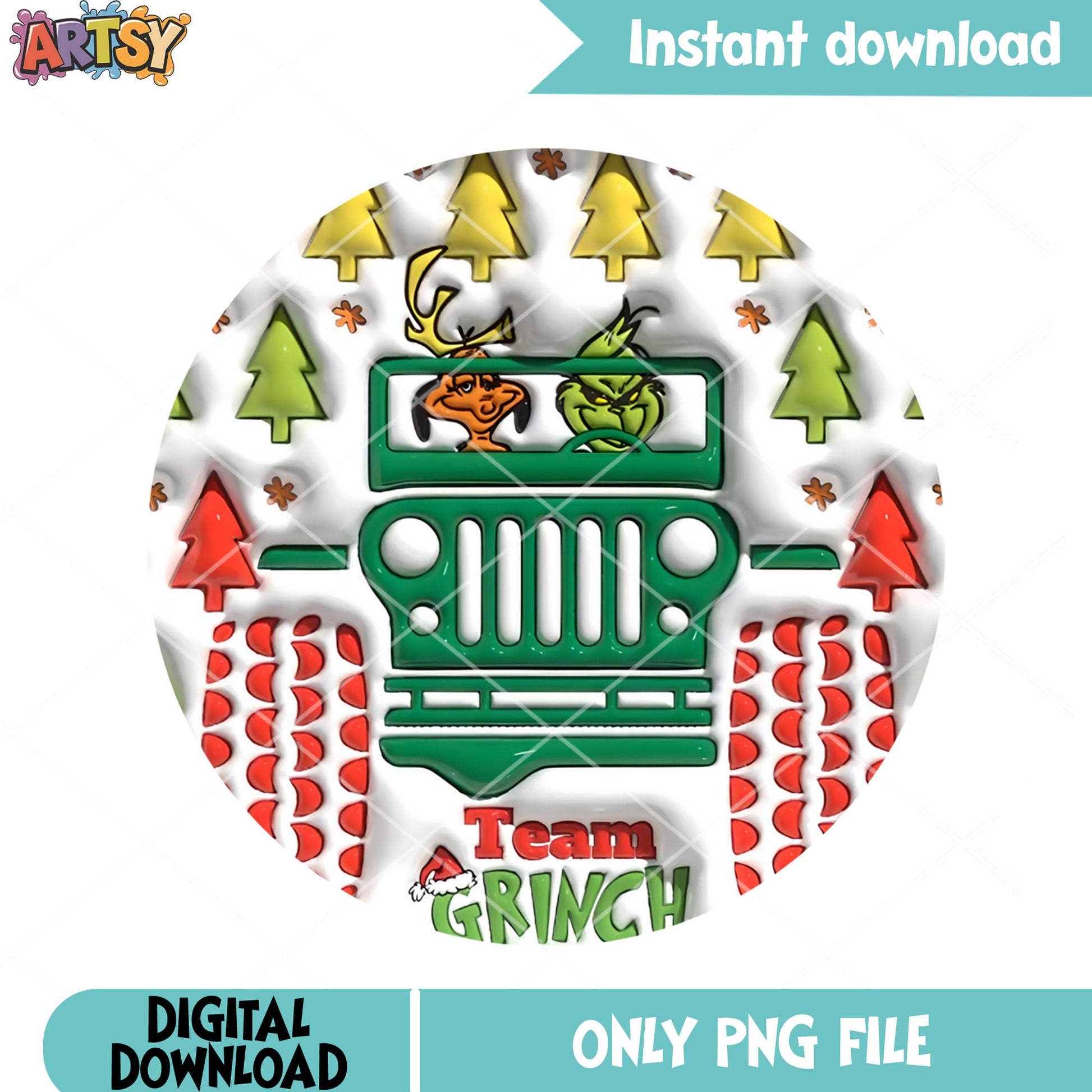 Team grinch and max png, driving jeep christmas png, driving jeep png