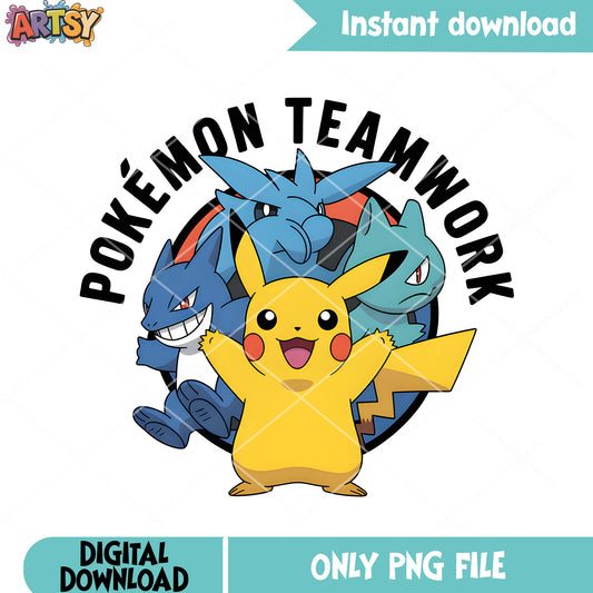 Teamwork nintendo poster png, pokemon team png, pokemon pikachu png