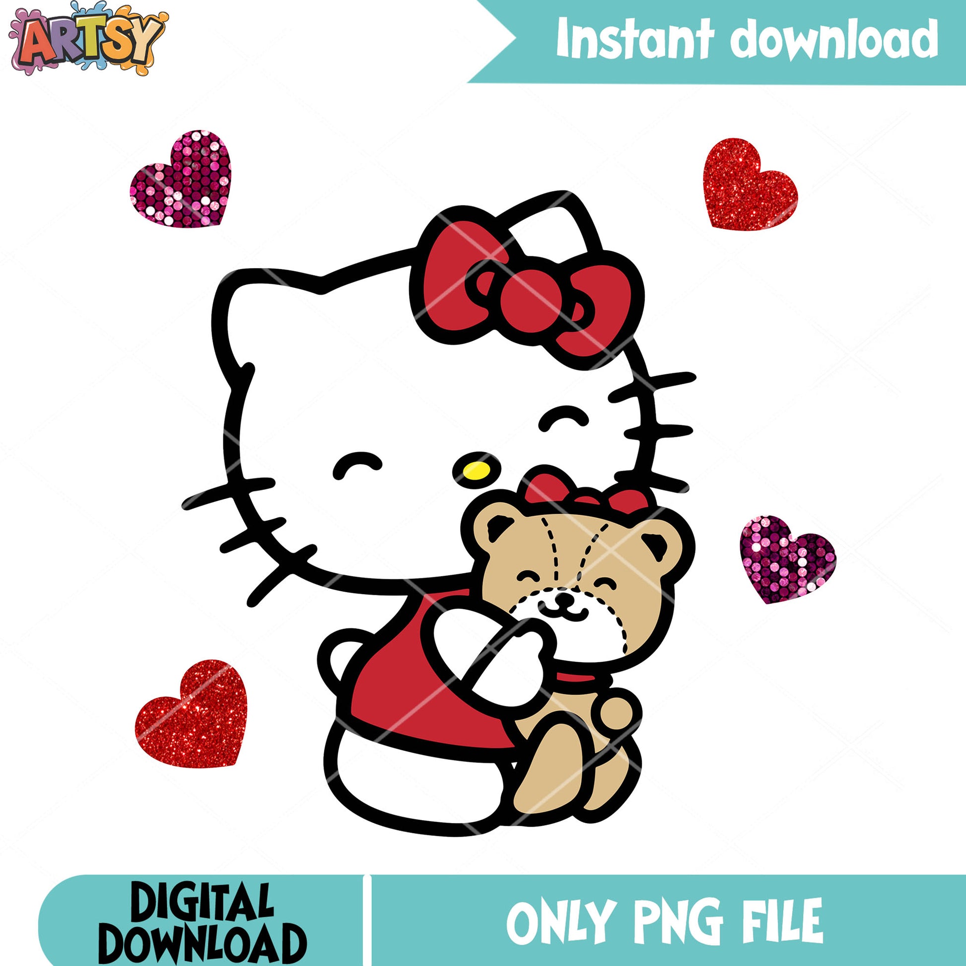 Teddy gifts for hello kitty png, hello kitty png, valentine vibes png