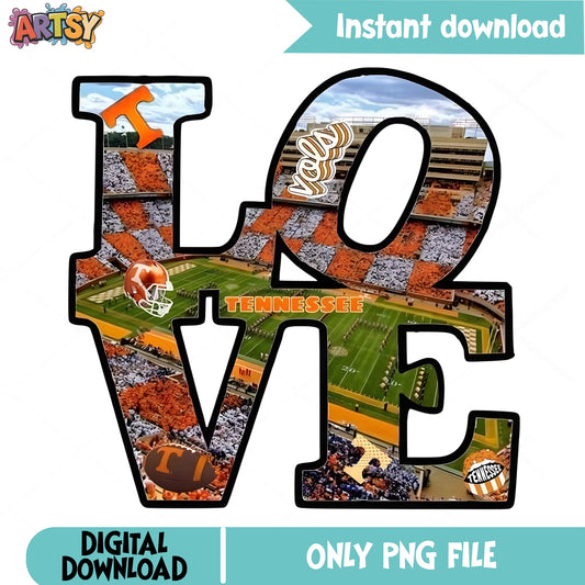 Tennessee Volunteers Love PNG, Vols Football Shirt PNG, UT PNG