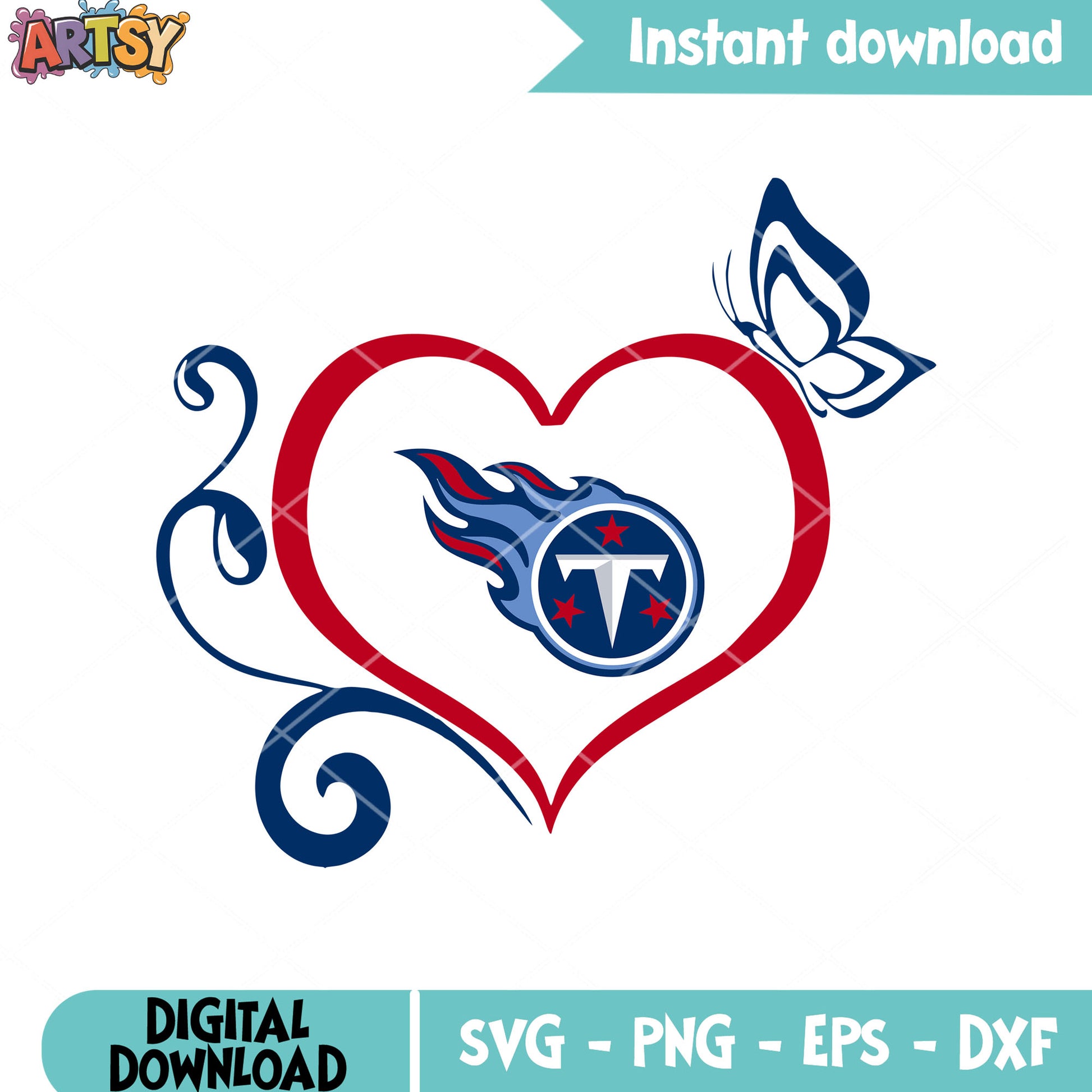 Tennessee love butterfly svg, Tennessee Oilers svg, nfl teams svg