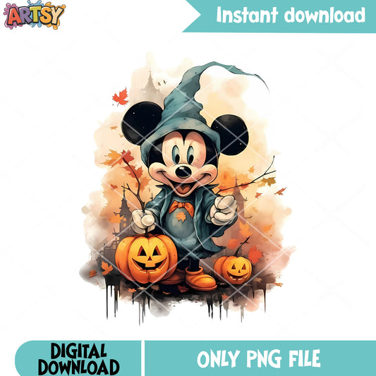 Terrifying mouse png, jack o lantern png, disney character png