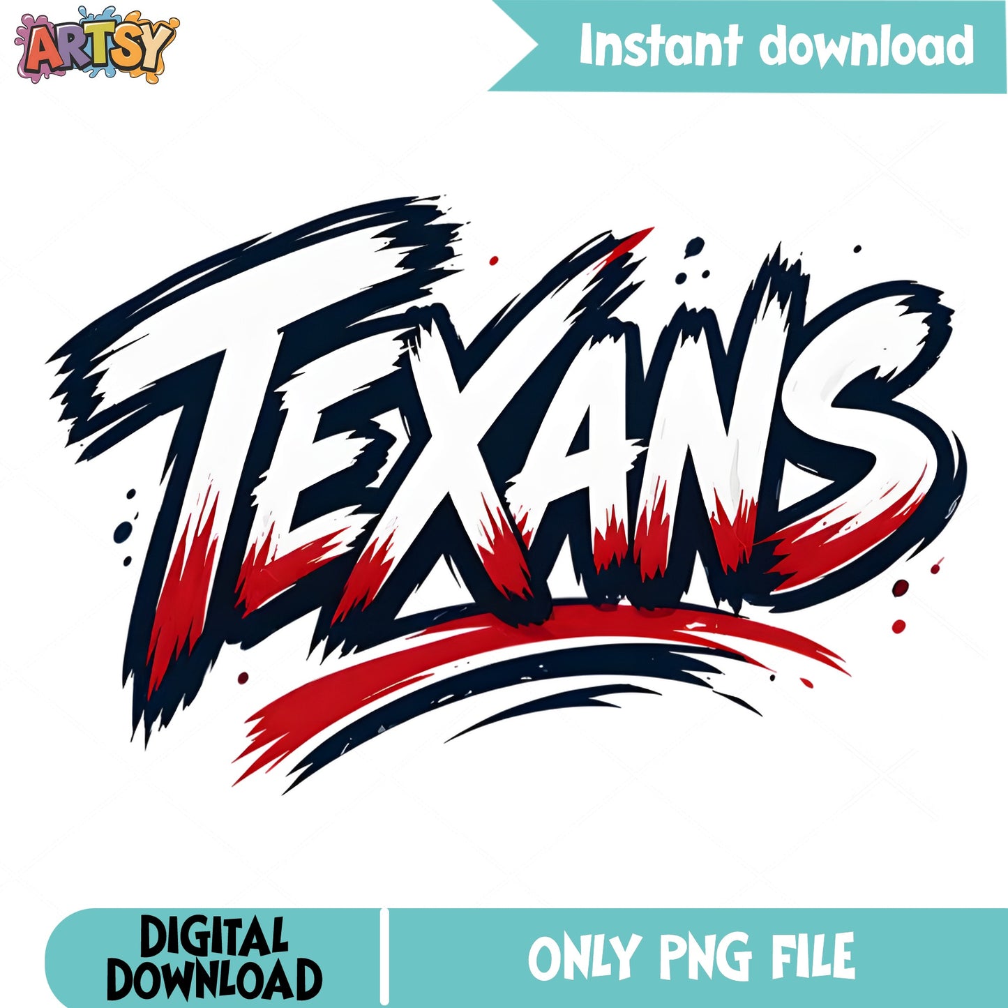 Texans Brush Stroke PNG, Football Team Shirt PNG, Texans PNG