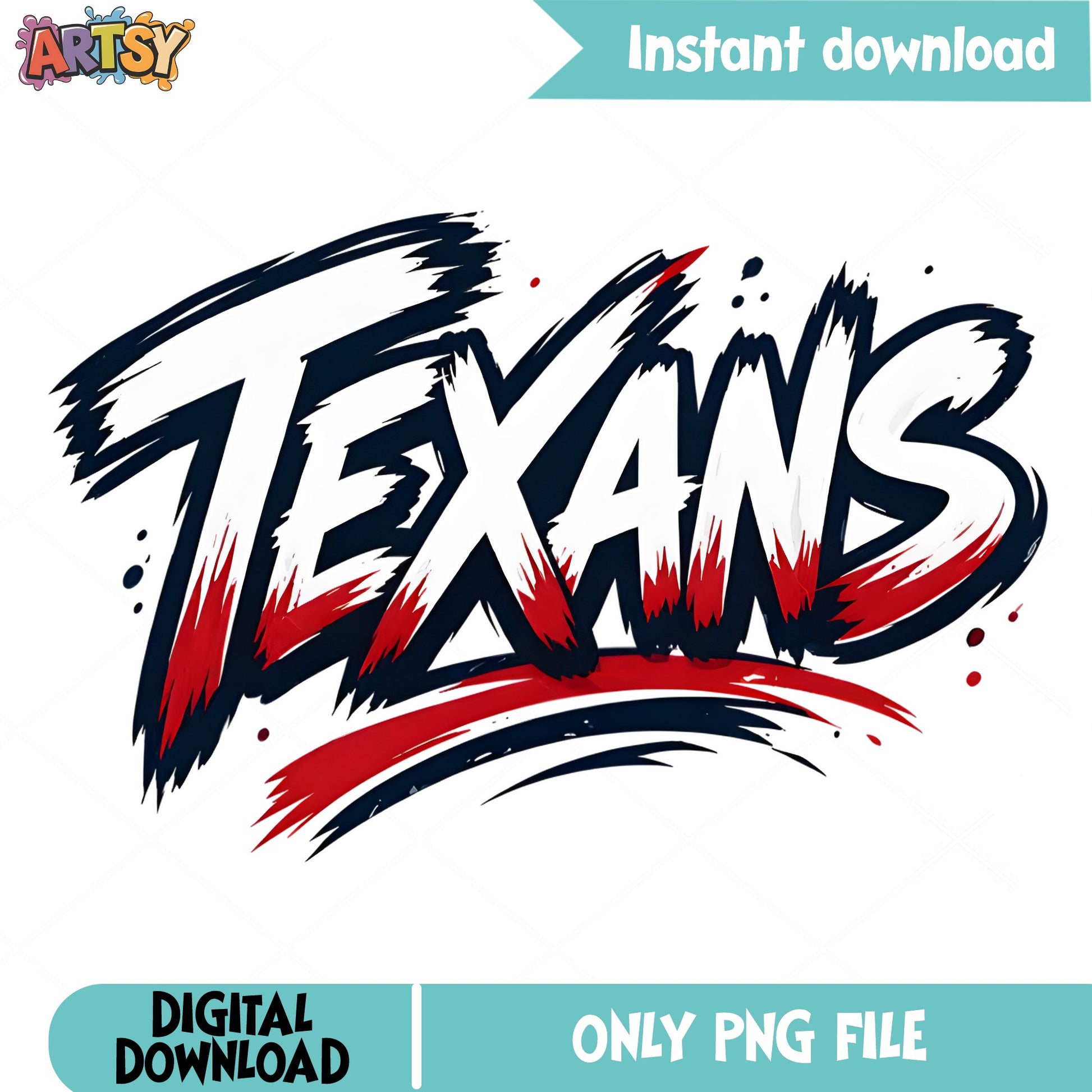Texans Brush Stroke PNG, Football Team Shirt PNG, Texans PNG