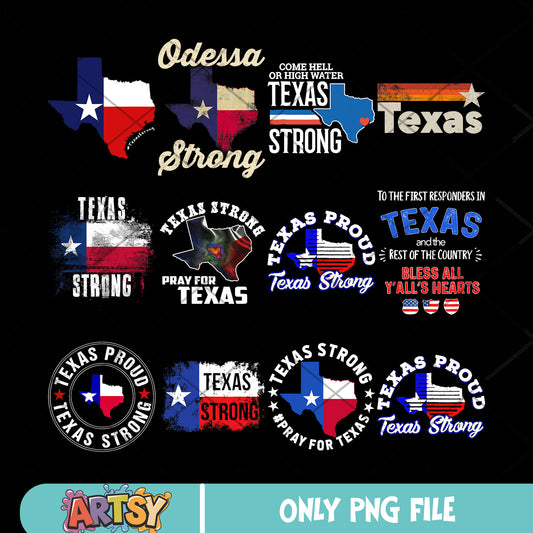 Texas strong proud png bundle, texas support png, pray for texas png