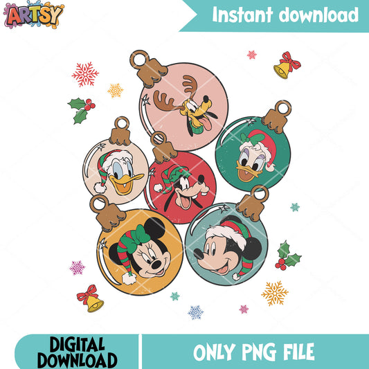 The Christmas disney character png, jingle bell png, mickey and friends png