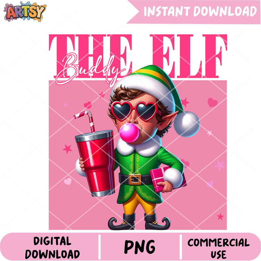 The Elf Buddy Blowing Bubble Png, Pink Valentine Png, Elf Png