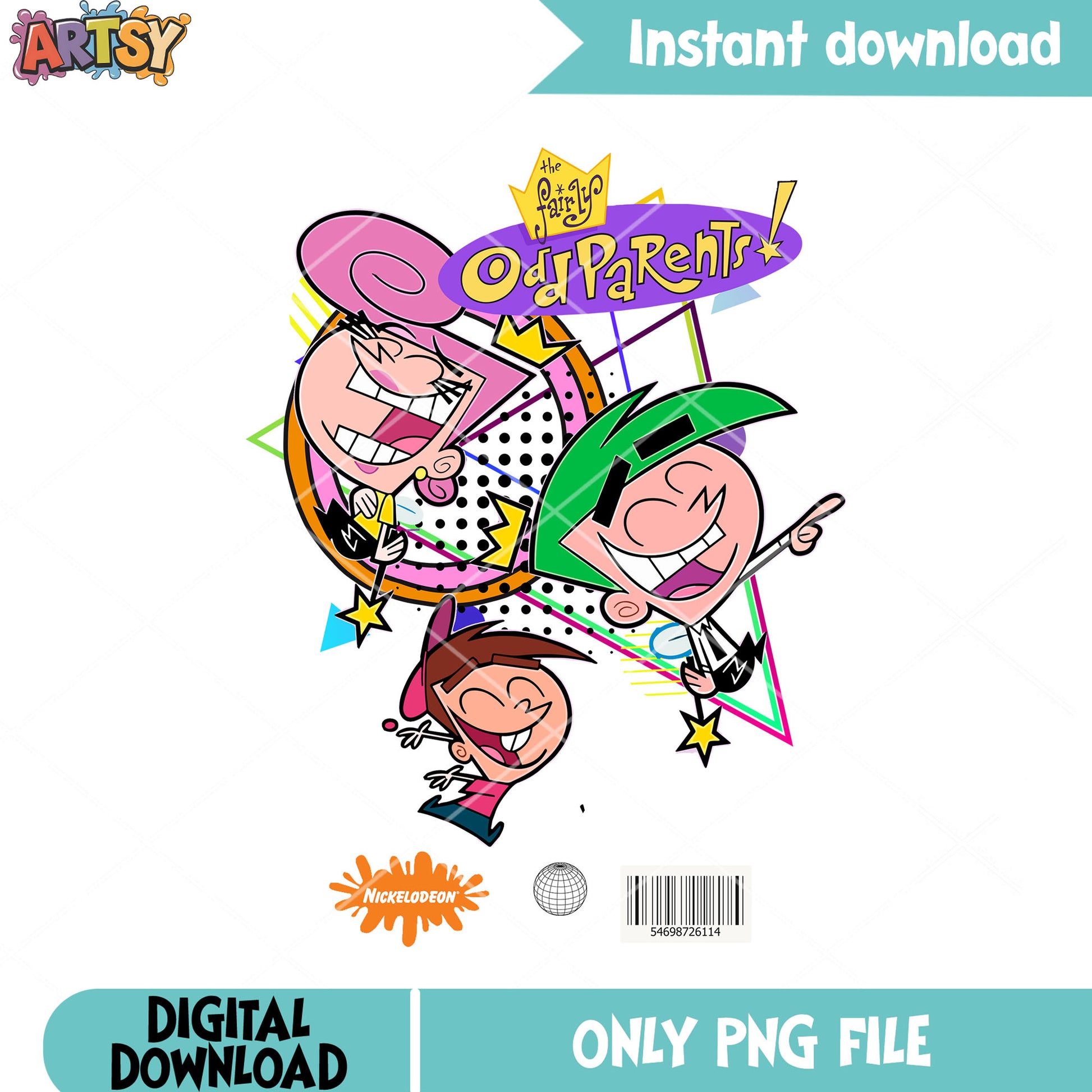 The Fairly OddParents png, 90s style png, Nickelodeon png