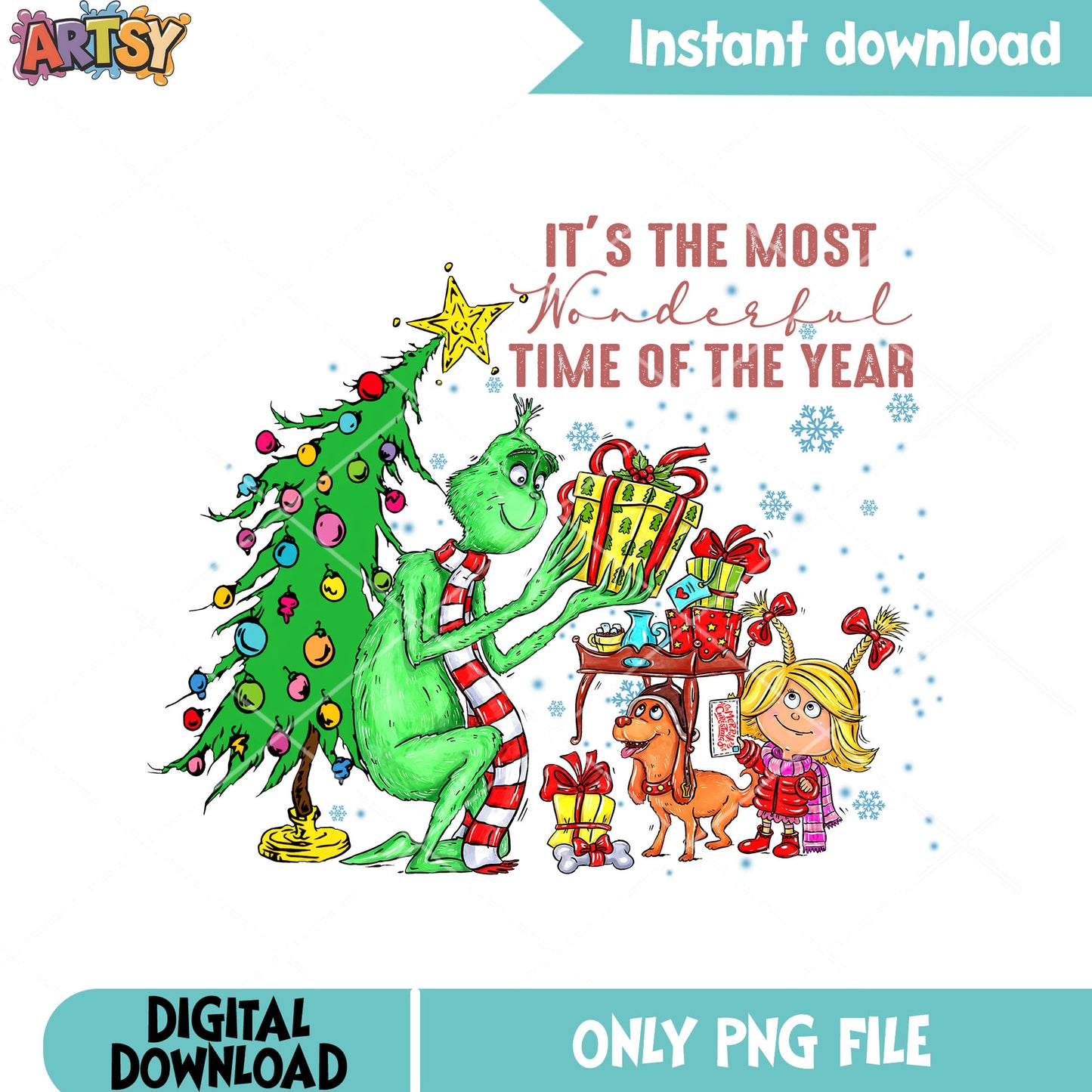 The Grinch pretiest time of the year png, cindy lou png, max the dog png