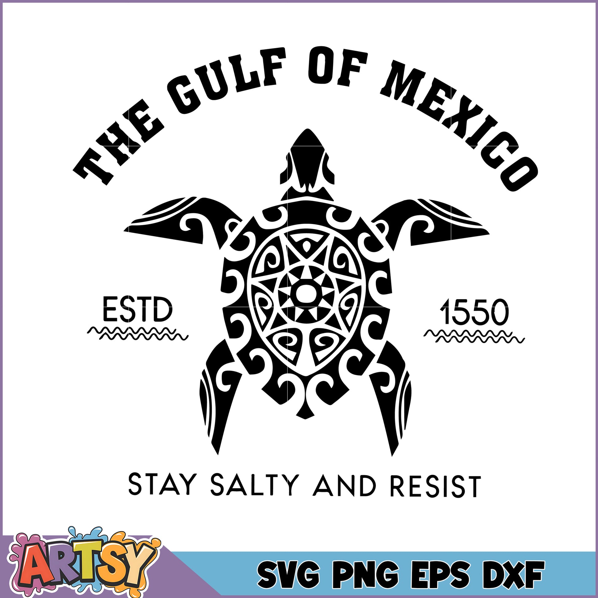 The Gulf of Mexico Turtle Design Stay Salty SVG File
