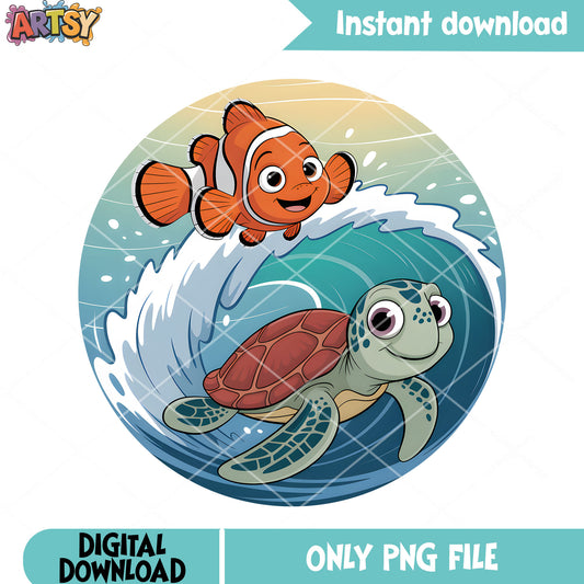 The Poster firend nemo squirt png, squirt turtle​ png, clownfish nemo png