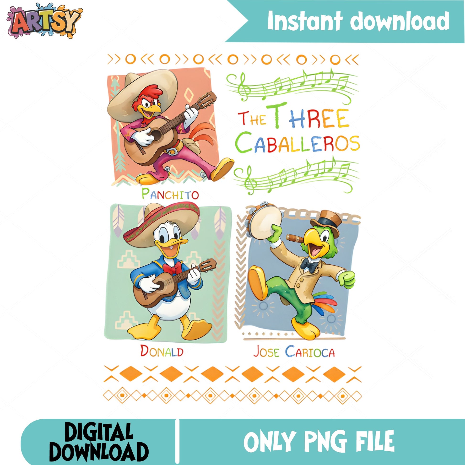 The Three Caballeros PNG, Donald Duck Disney PNG, Fiesta PNG