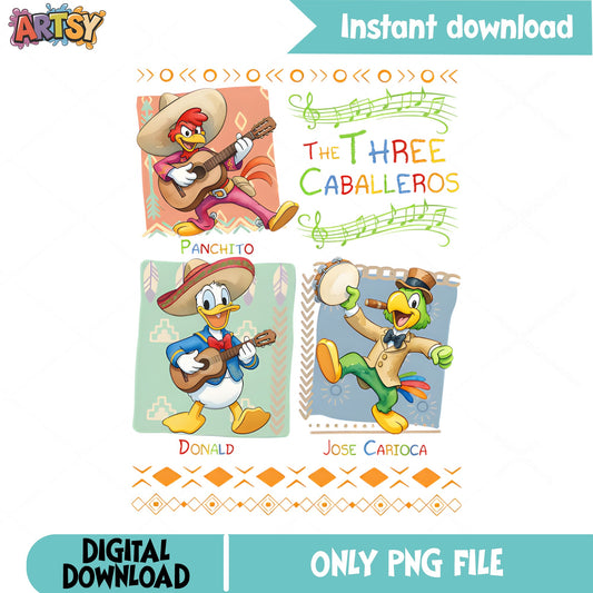 The Three Caballeros PNG, Donald Duck Disney PNG, Fiesta PNG