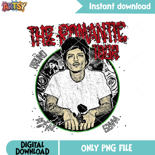 The romantic tour png, bruno mars png, music shirt png