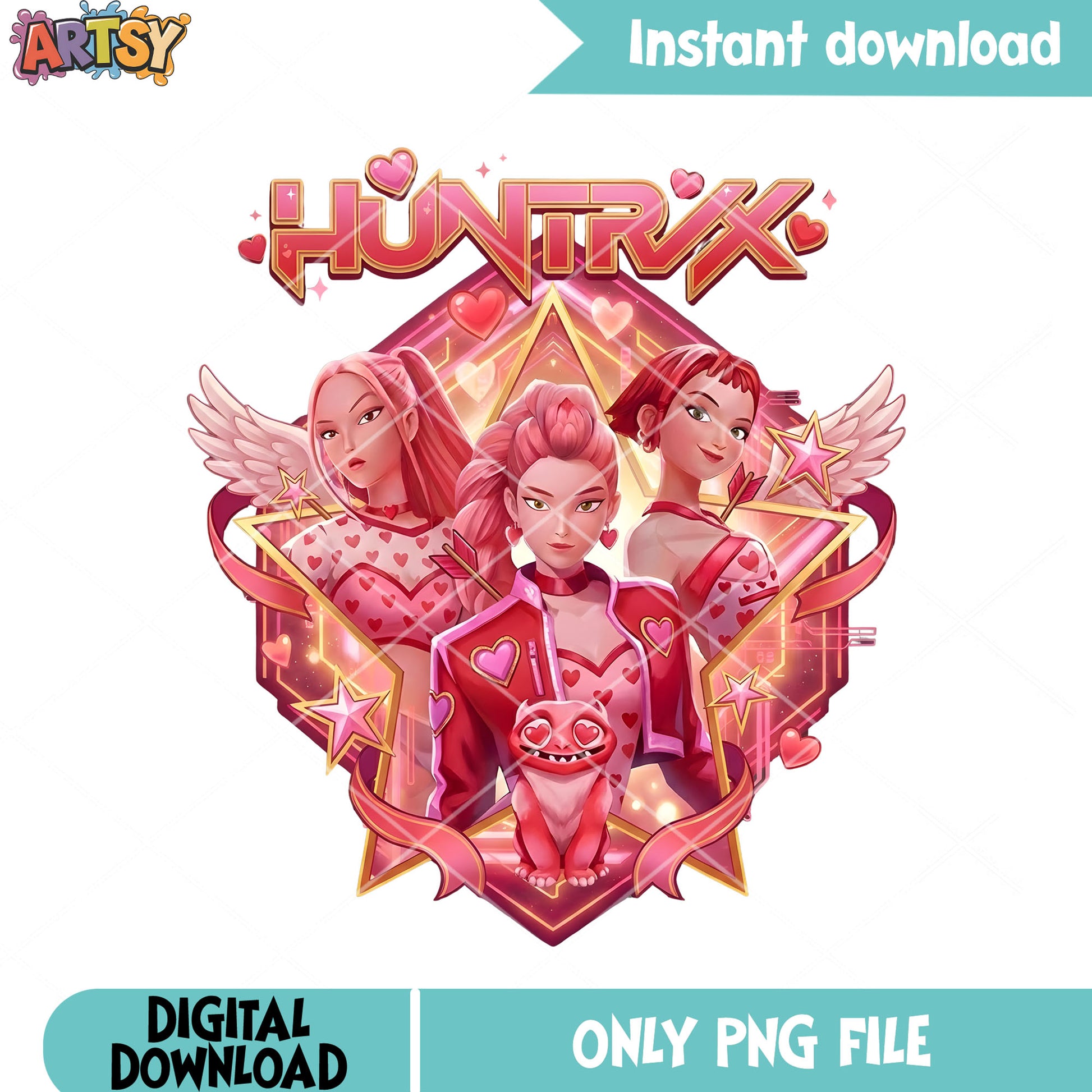 The angle star huntrix png, kpop movies png, valentines huntrix png