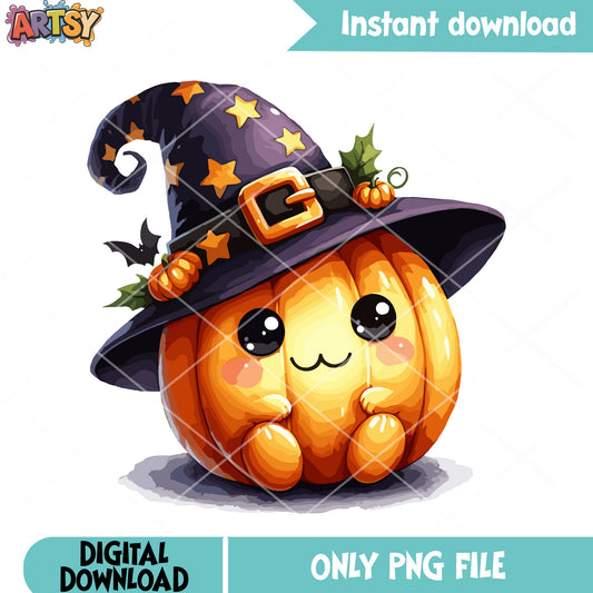 The baby pumpkin png, witches hat png, halloween night png