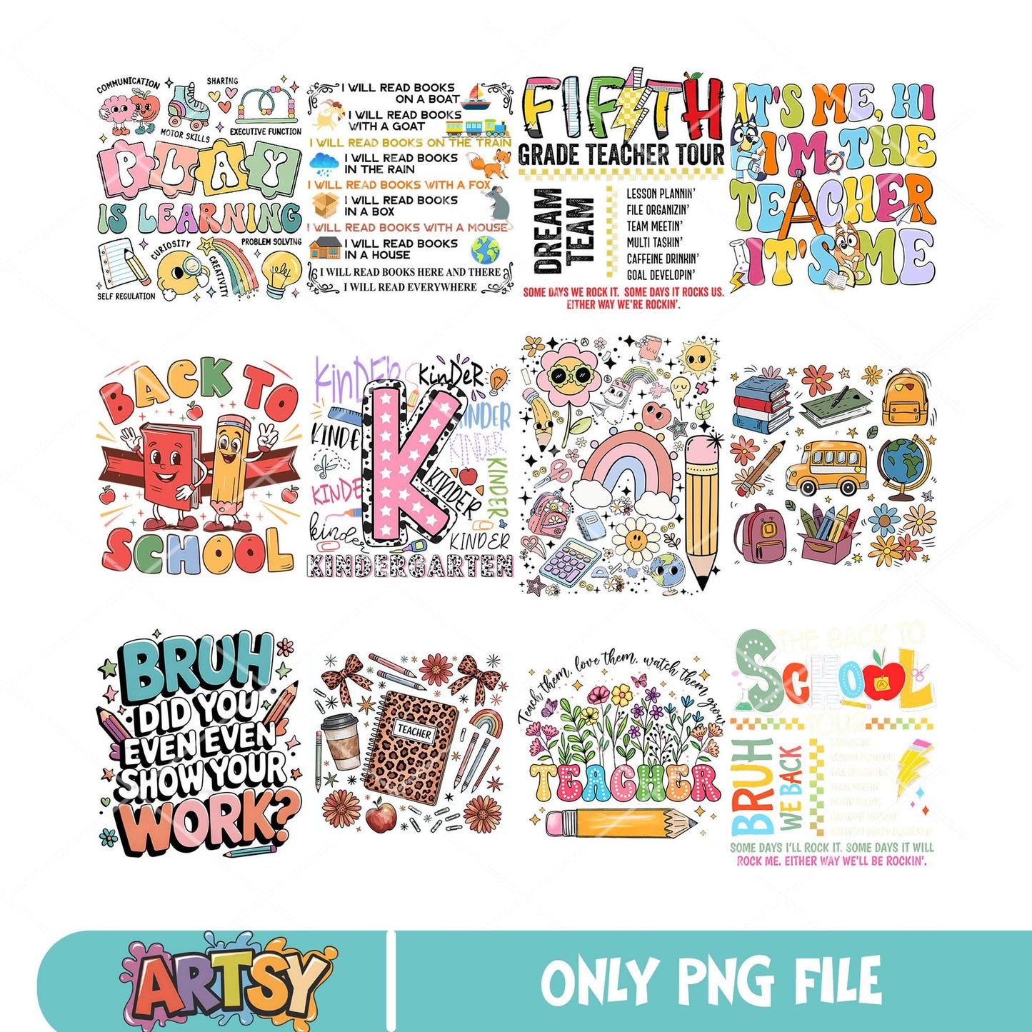 The back to school png bundle, school quotes png, school vibes png