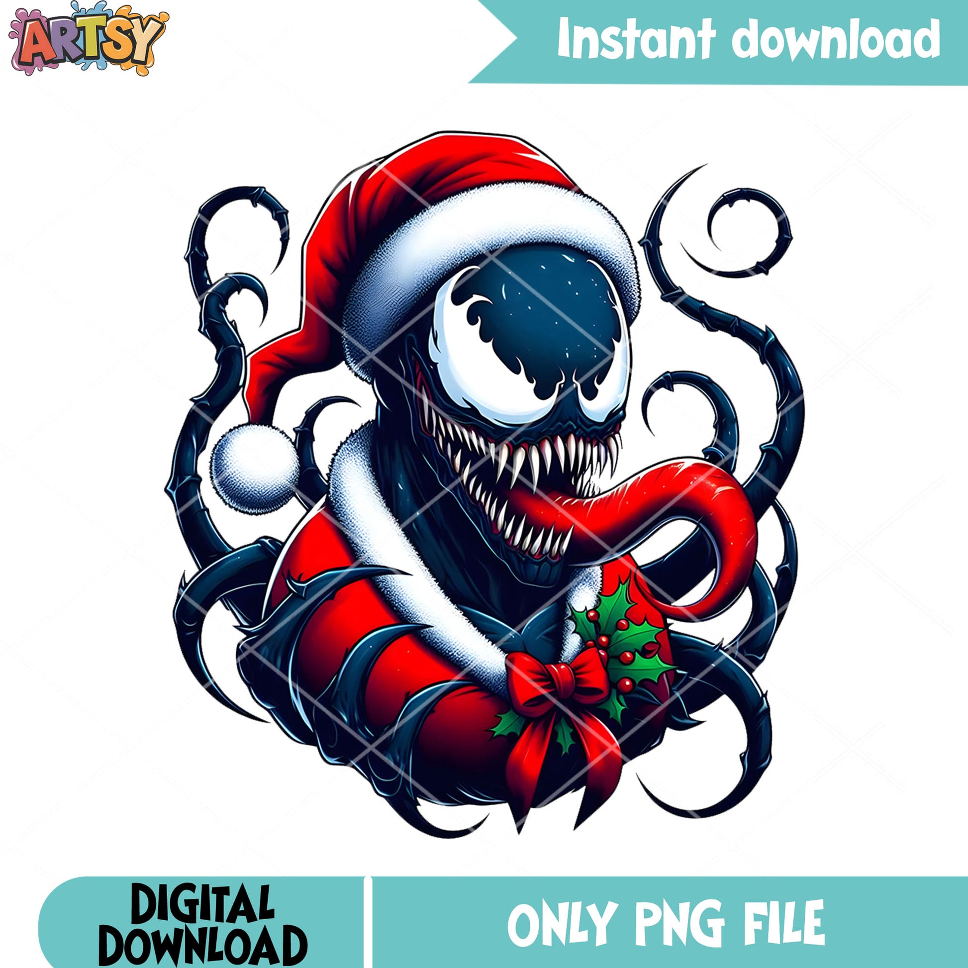 The black santa monster png, venom​ png, marvel christmas png