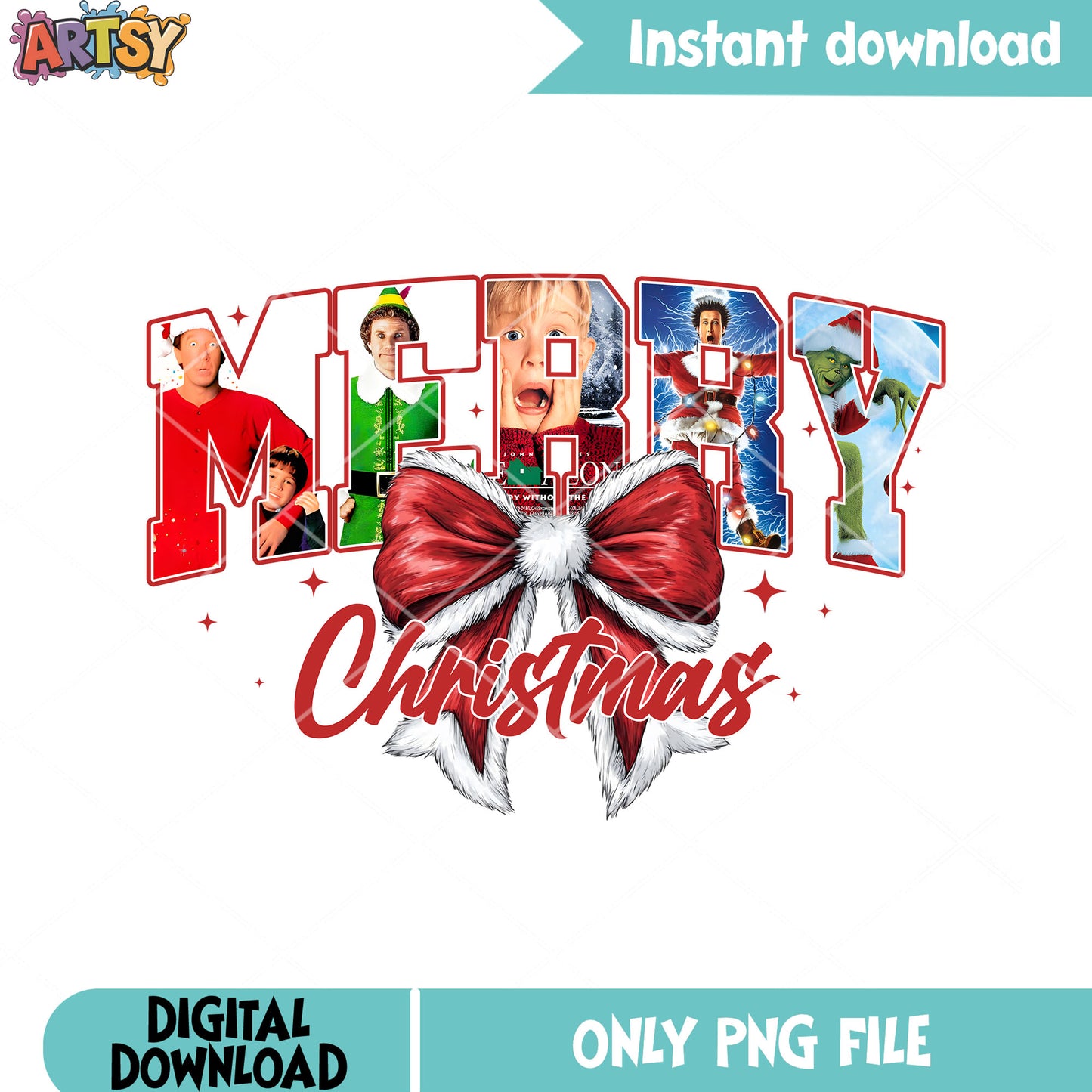 The bow christmas movies png, christmas bow png, merry xmas png