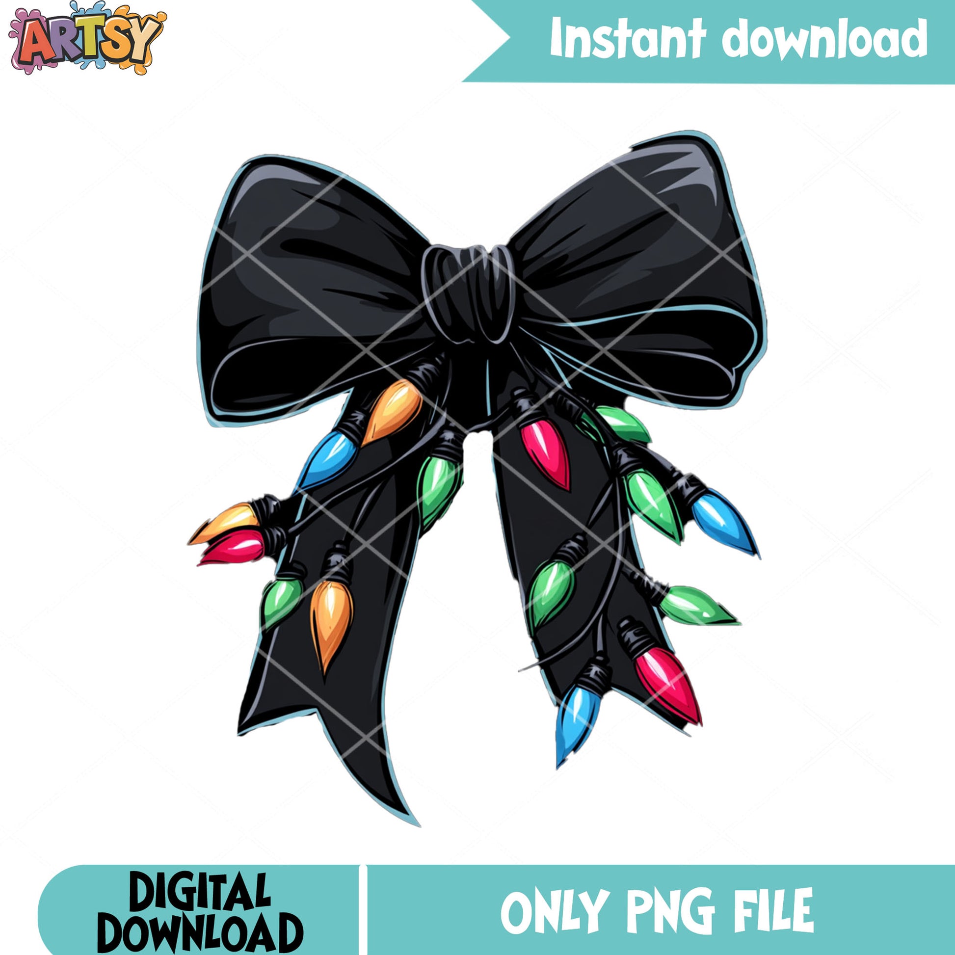 The christmas bow black png, merry xmas png, christmas lights png