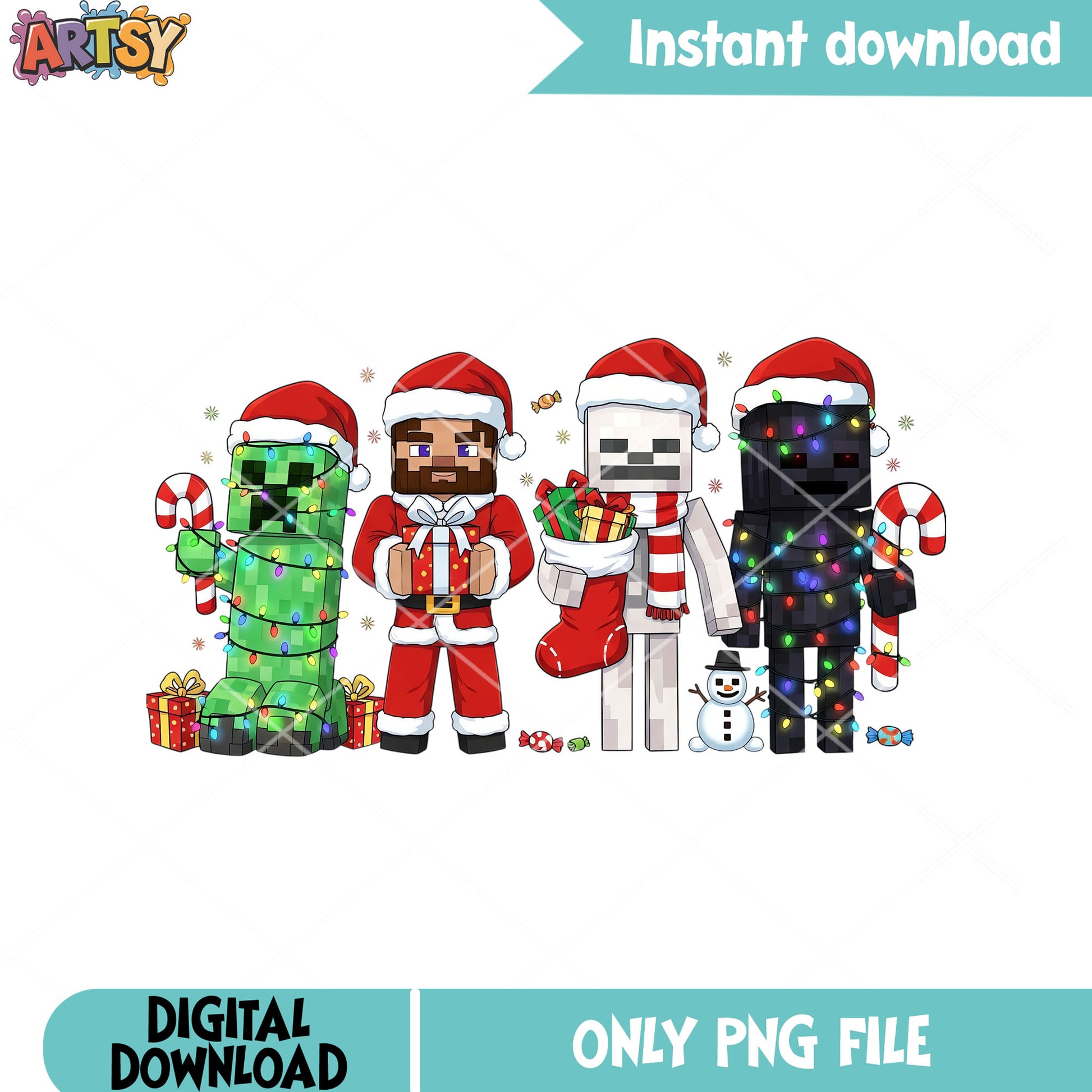 The christmas crew xmas png, enderman png, minecraft christmas​ png