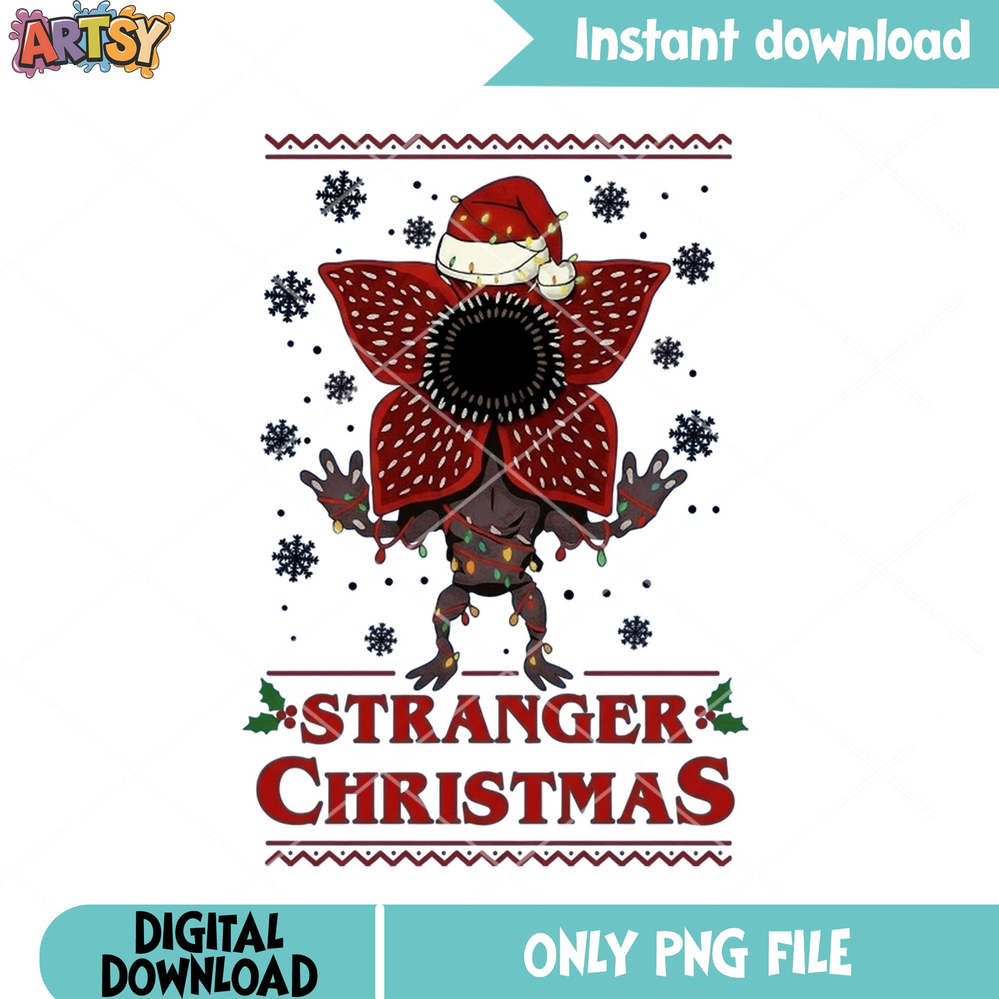 The christmas demogorgon png, stranger things png, christmas poster ​​png