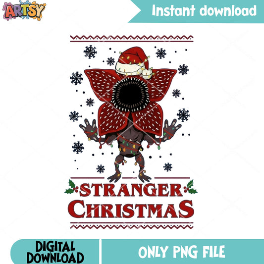 The christmas demogorgon png, stranger things png, christmas poster ​​png