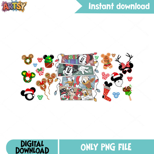 The christmas disney movie png, christmas lights png, daisy duck png