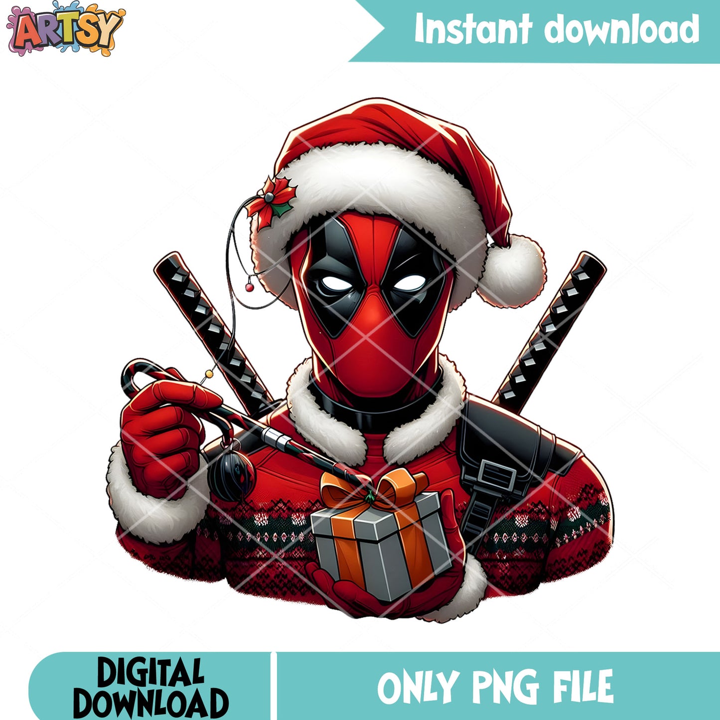 The christmas funny hero png, christmas gifts​ png, deadpool png