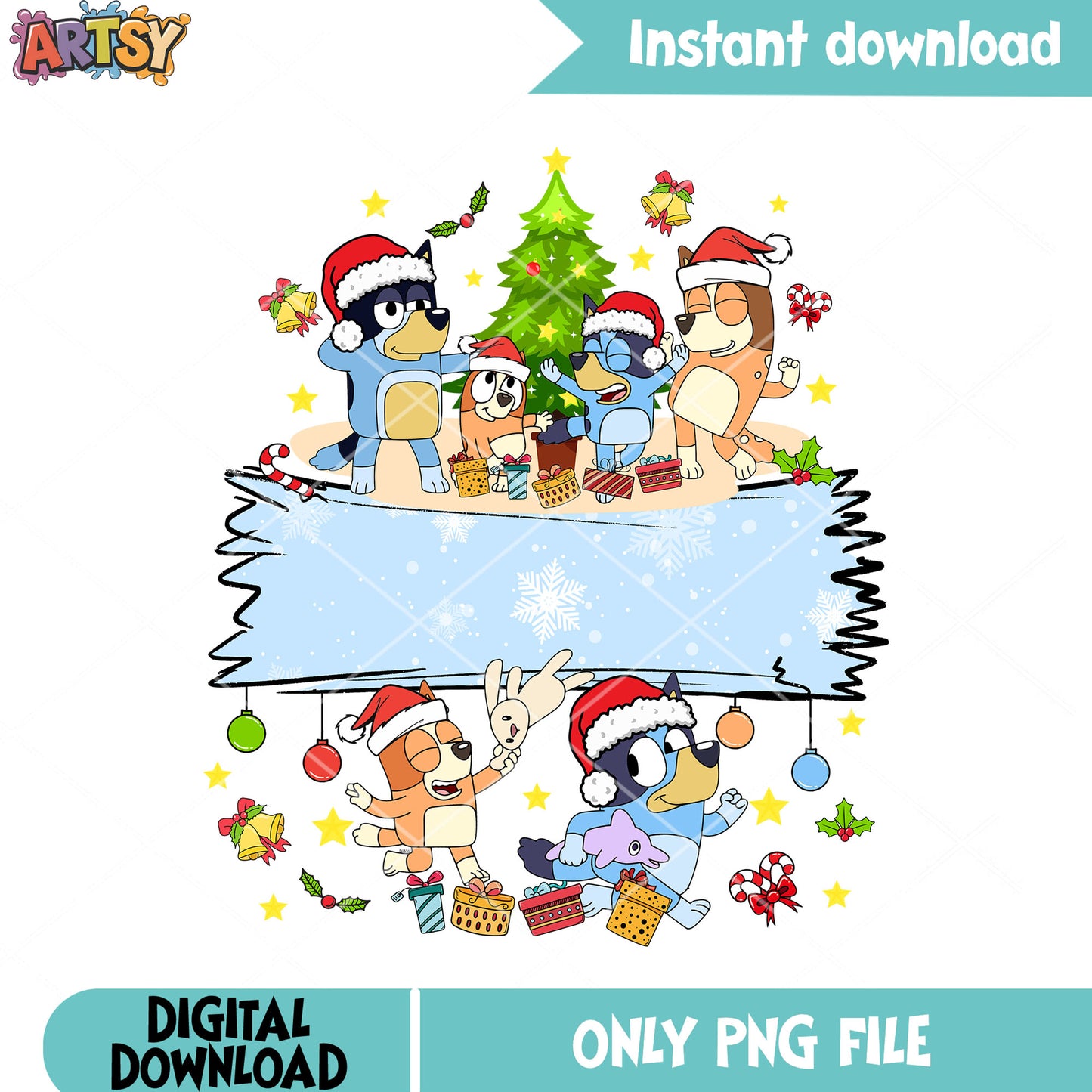 The christmas heeler family png, Bluey movie png, christmas vibes png