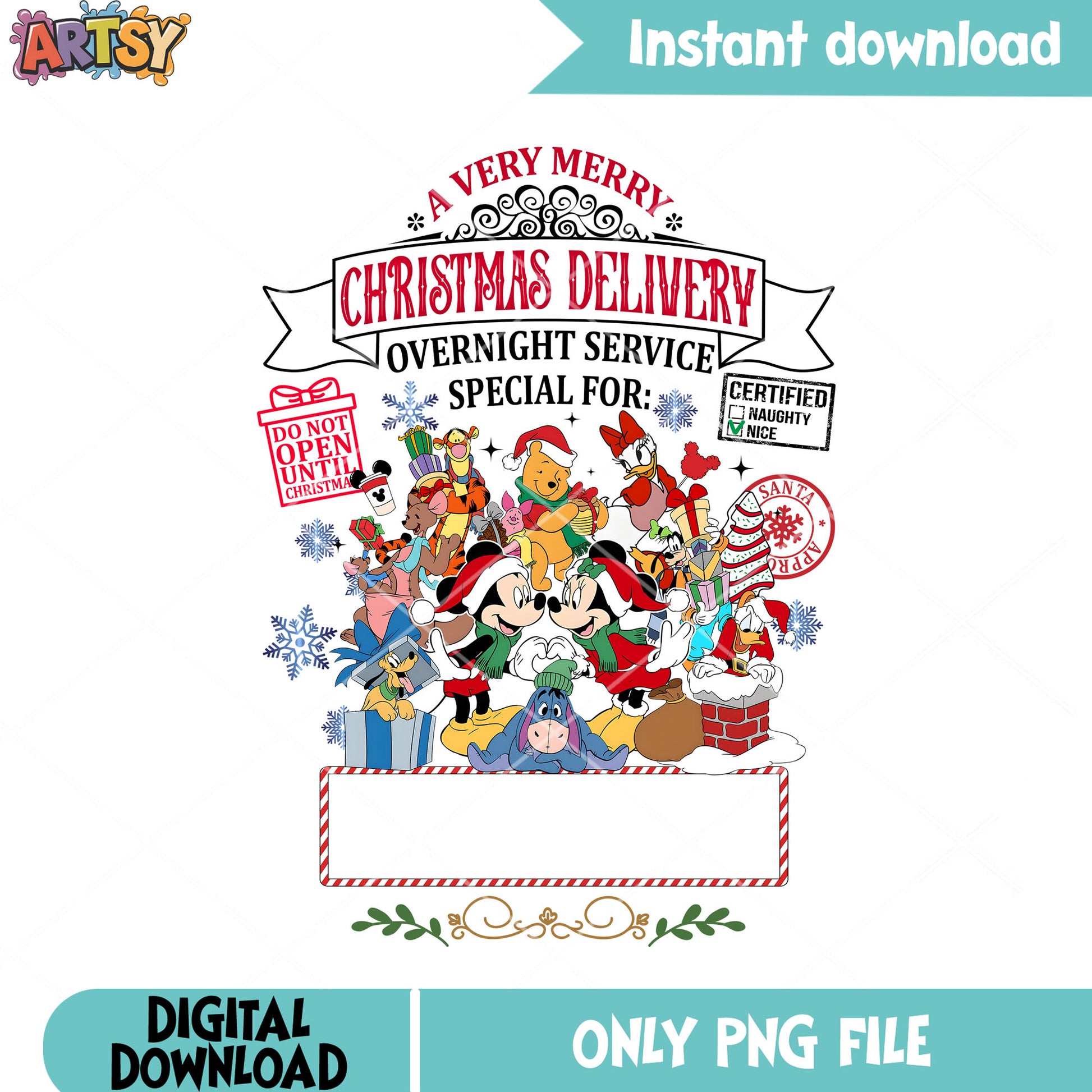 The christmas mickey and friends png, christmas vibes png, merry xmas png