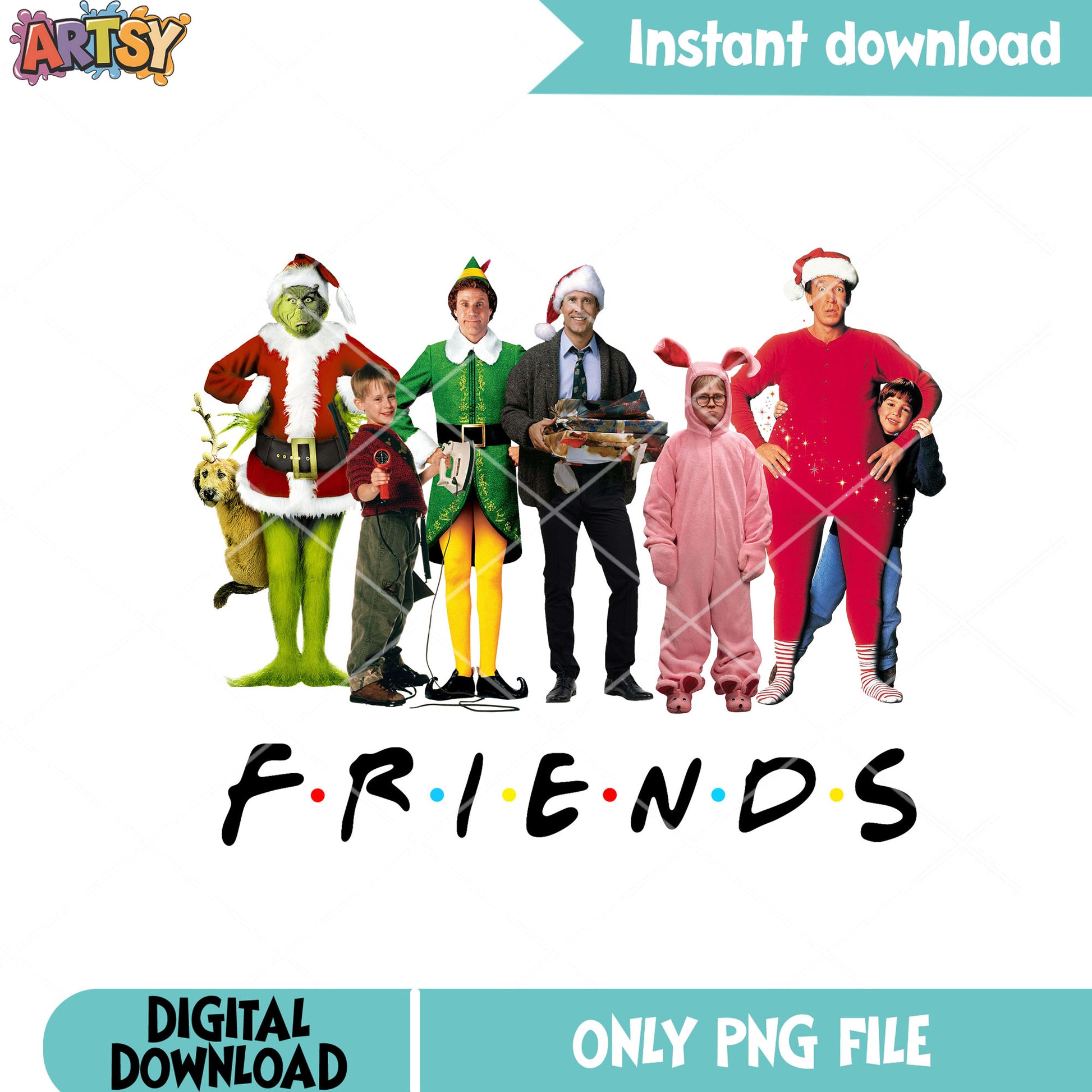 The christmas movies friends png, friends tv show png, merry xmas png