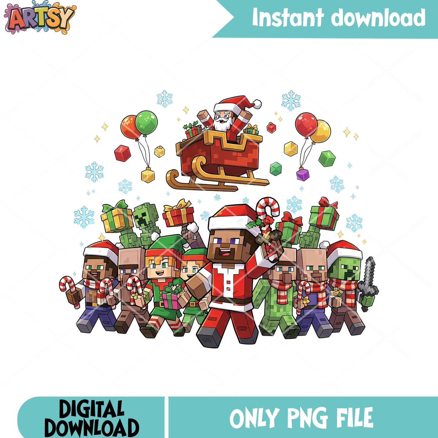 The christmas party minecraft png, merry christmas png, mojang studio png
