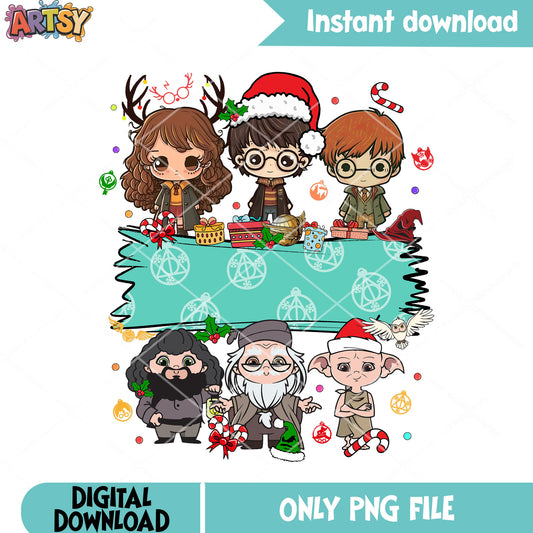 The christmas poster harry potter png, merry xmas png, hermoinica png