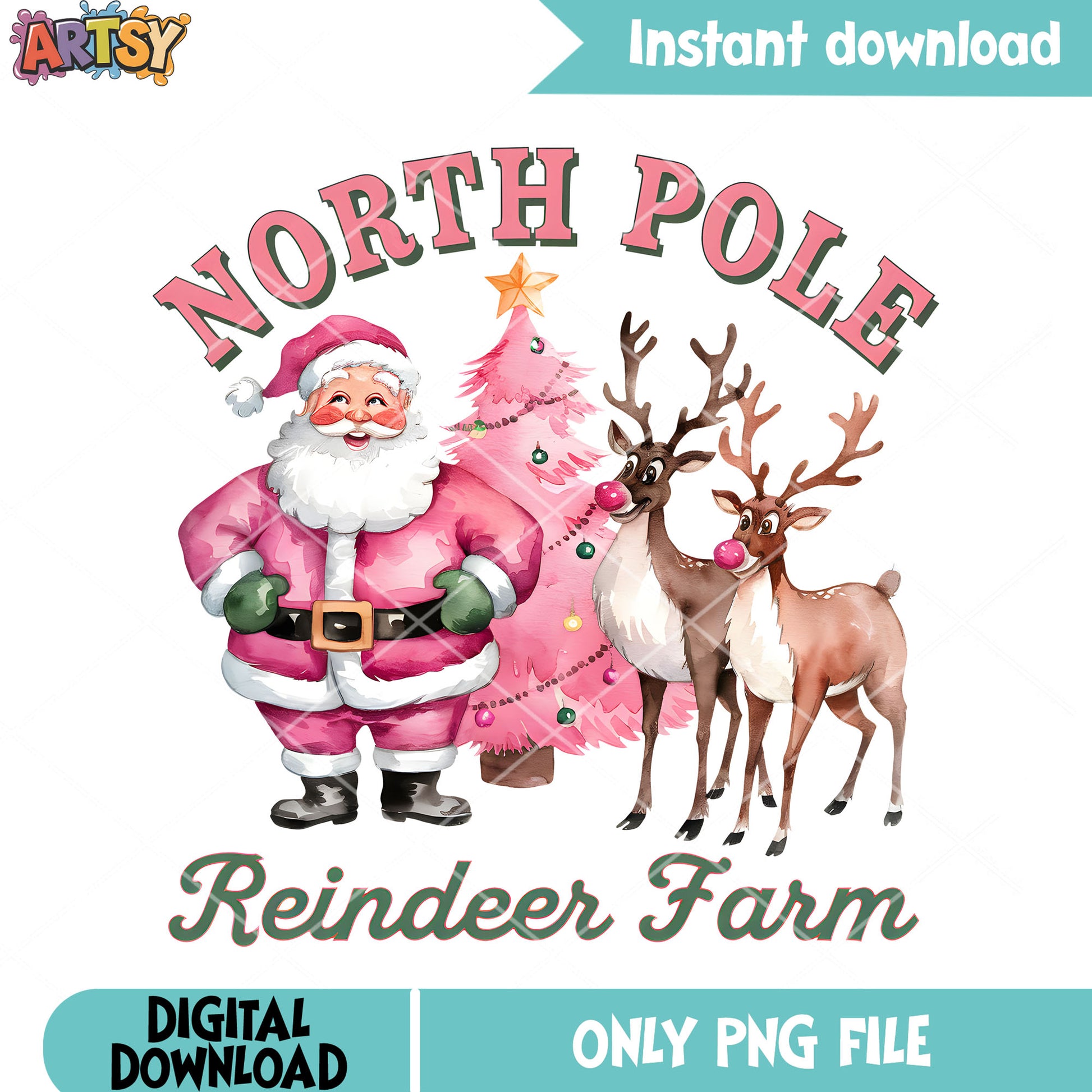 The christmas reindeer farm png, christmas tree png, north pole png