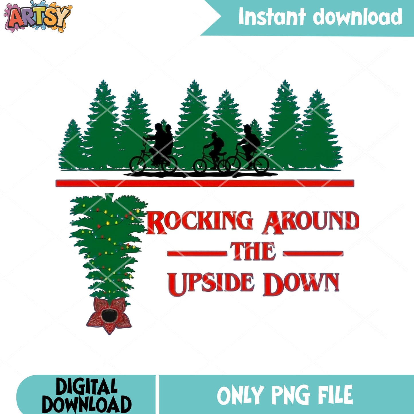 The christmas stranger tree png, upside down png, stranger things ​​png