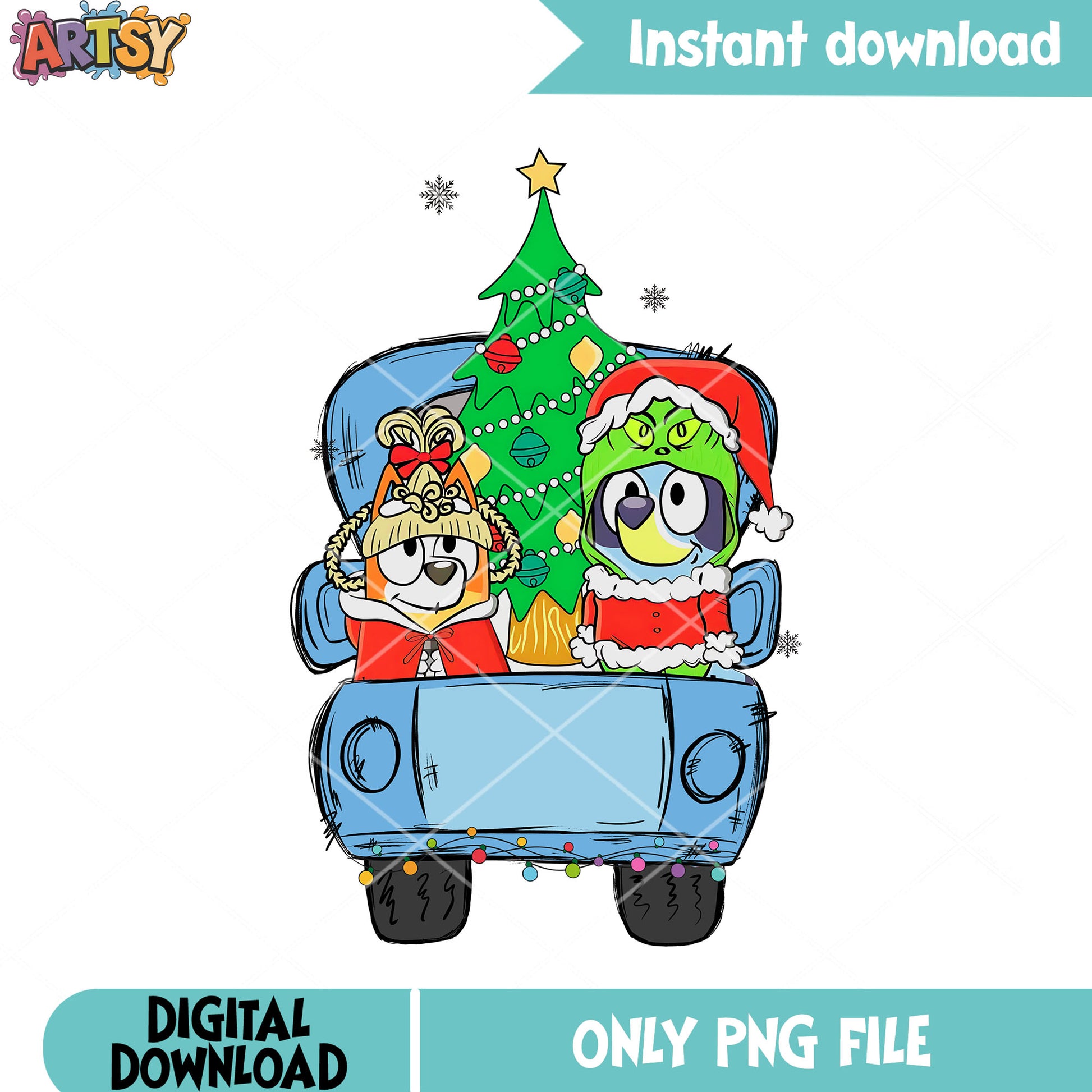 The christmas thief bluey bingo png, bluey heeler png, bingo heeler png