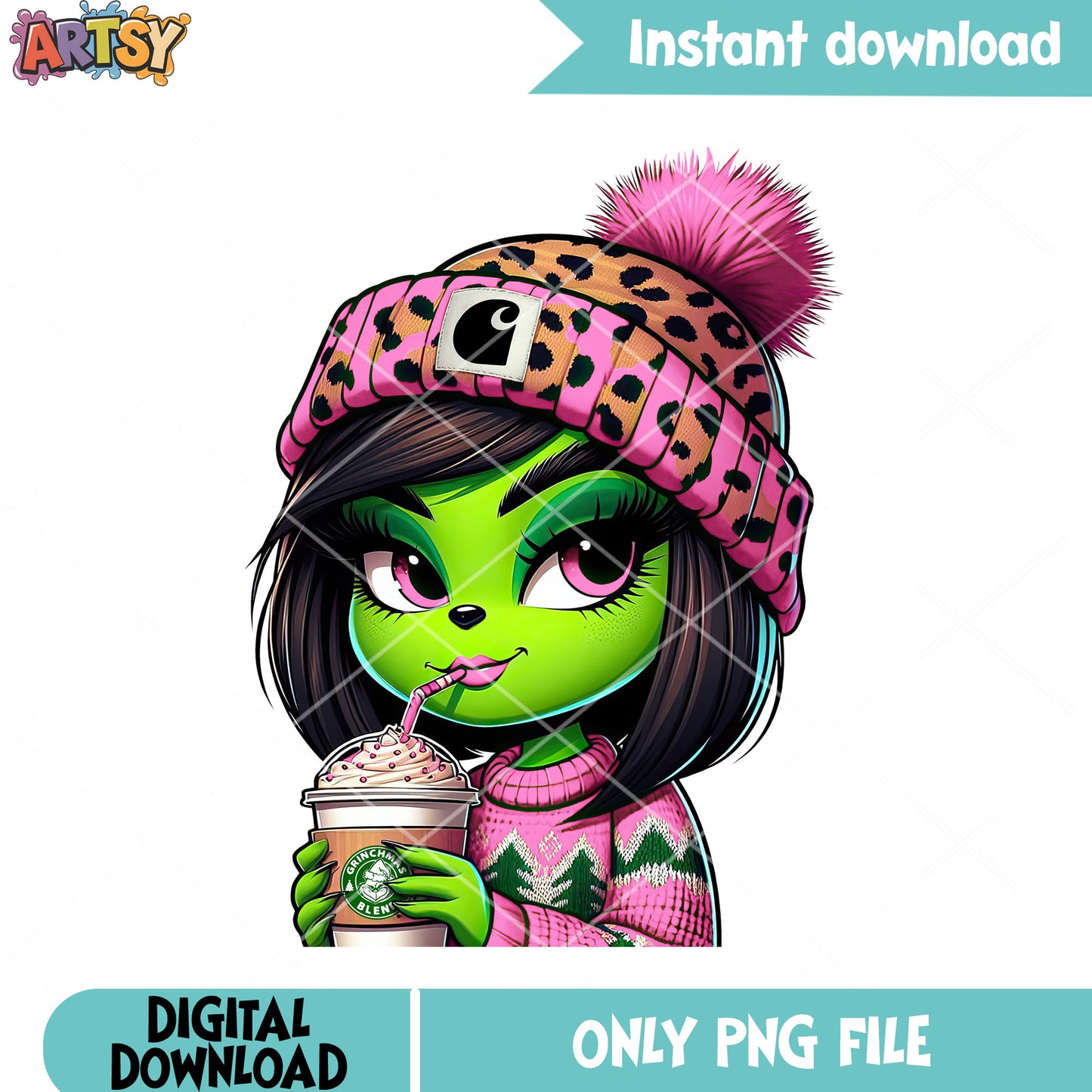 The christmas woman grinch png, christmas vibes png, the grinch png