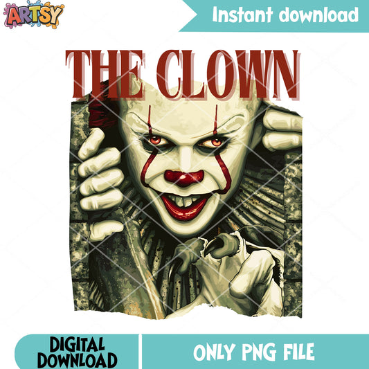 The clown penny png, red eyes png, scary halloween night png