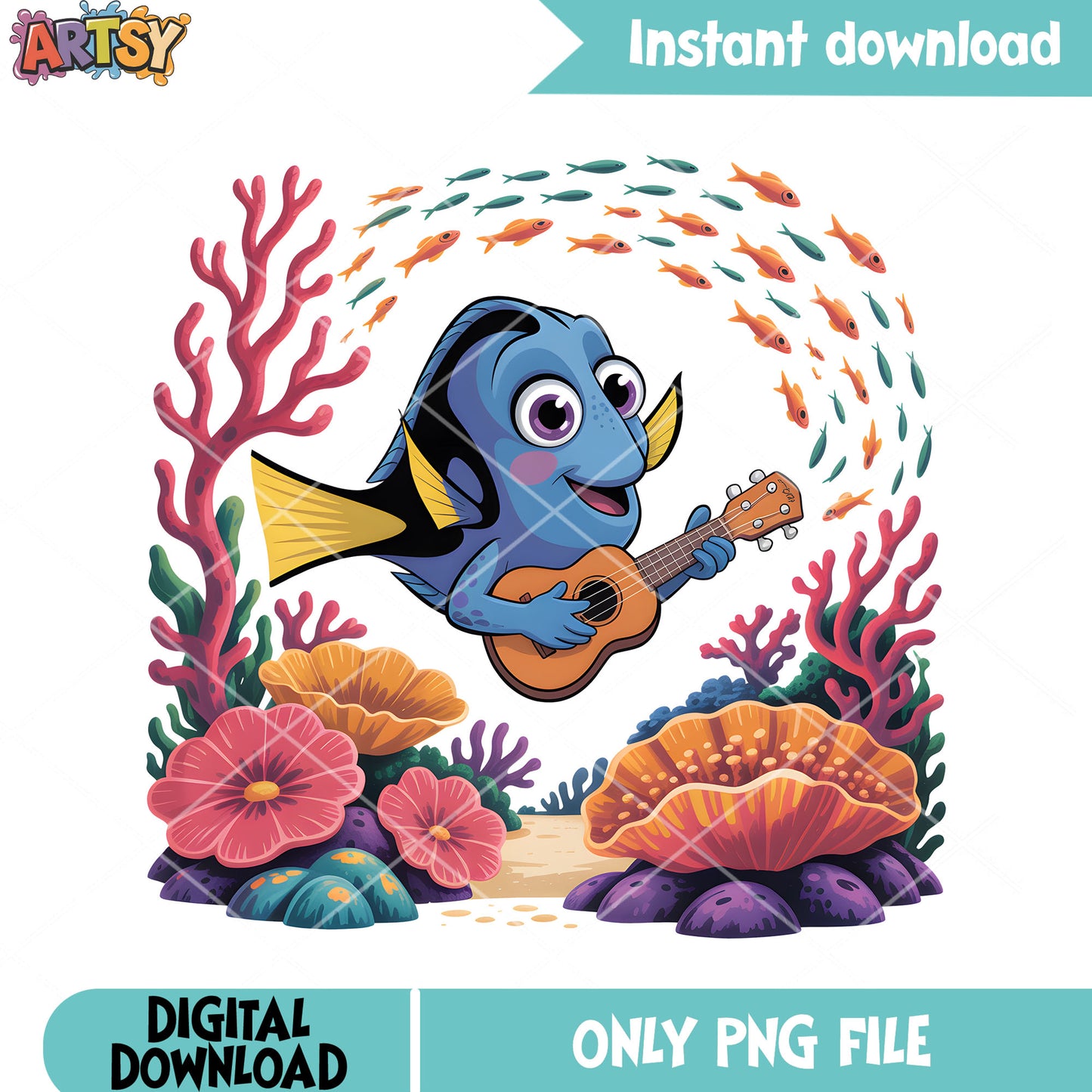 The coral singer dory vibes png, disney character png, dory disney png